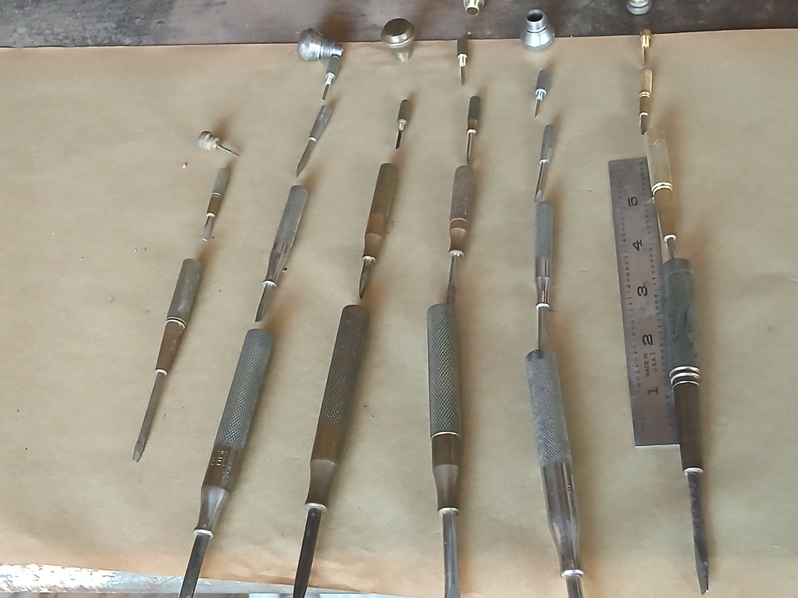lot of 6 Ornate Brass Nesting Screwdriver Set Gunsmith hudson Tool Frey edelman