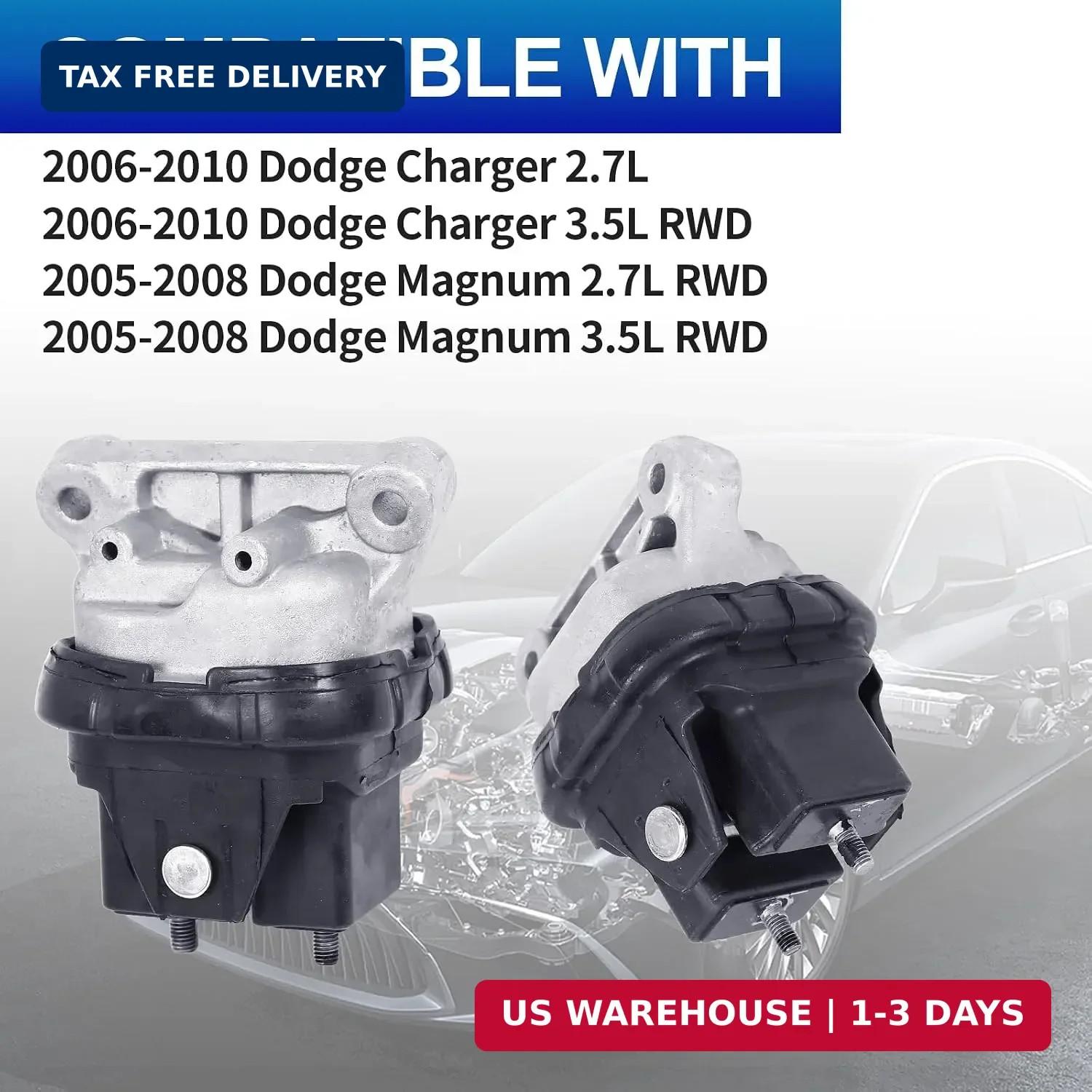 2PCS Front Engine Motor Mount Set for 2005-2010 300, Charger, Challenger, Magnum