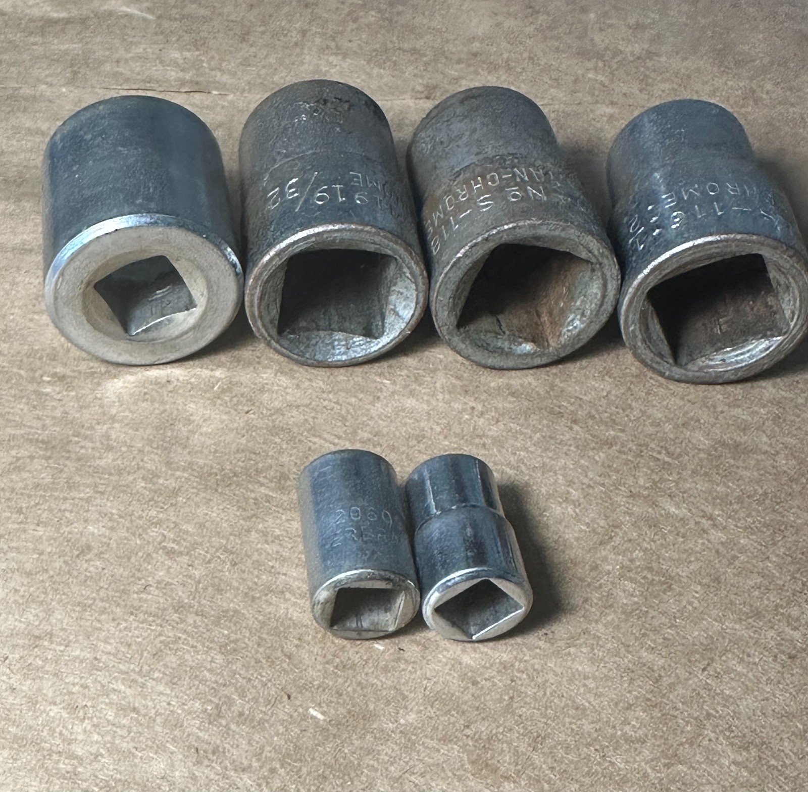 Lot of 6 Herband 1/2″ and 3/8″ Drive Sockets USA 12 and 6 point