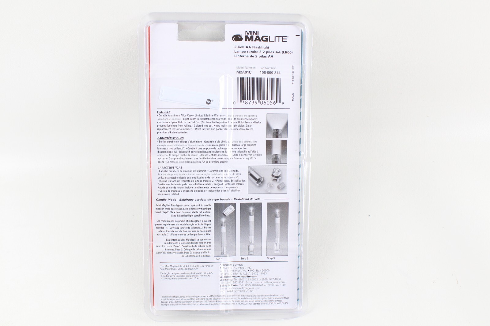 MagLite M2A01C Mini Incandescent 2-Cell AA Flashlight Combo, Black