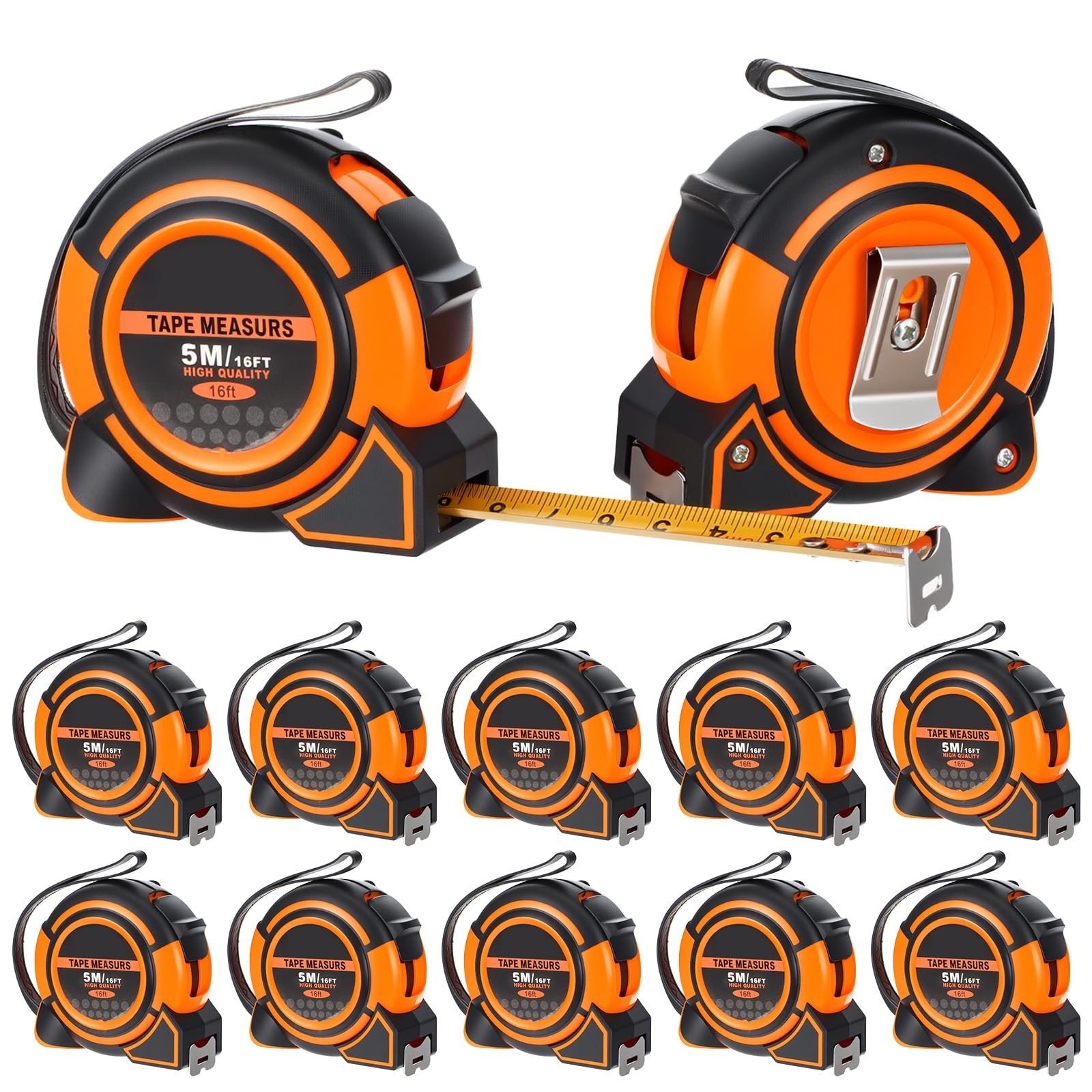 12 Pieces Tape Measure 16 ft Retractable Measuring Tape Bulk with Fractions M…