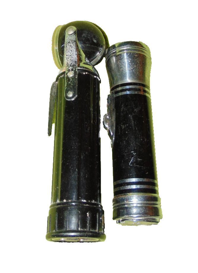 VINTAGE Flashlight LOT 2 USALITE Swivel Head Military Promo Bank Rust Scrapes