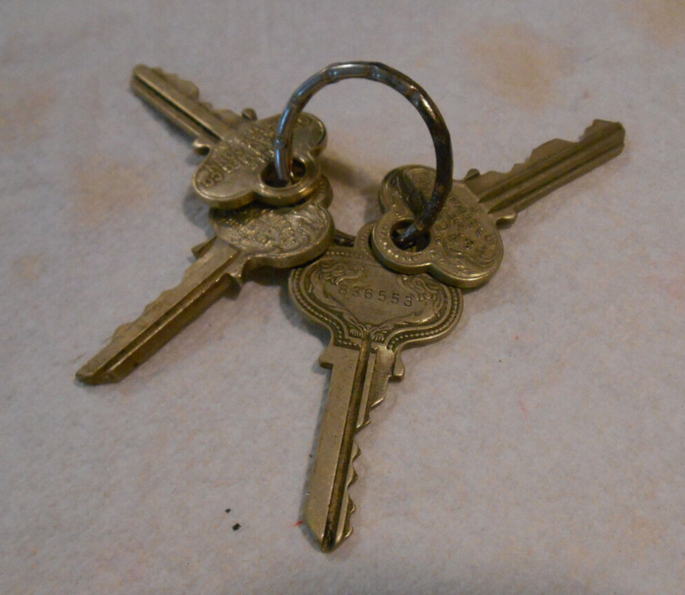 Lot of 4 Unique Different Ornate Brass Keys (2) Corbin Russwin Graham Mfg Co USA
