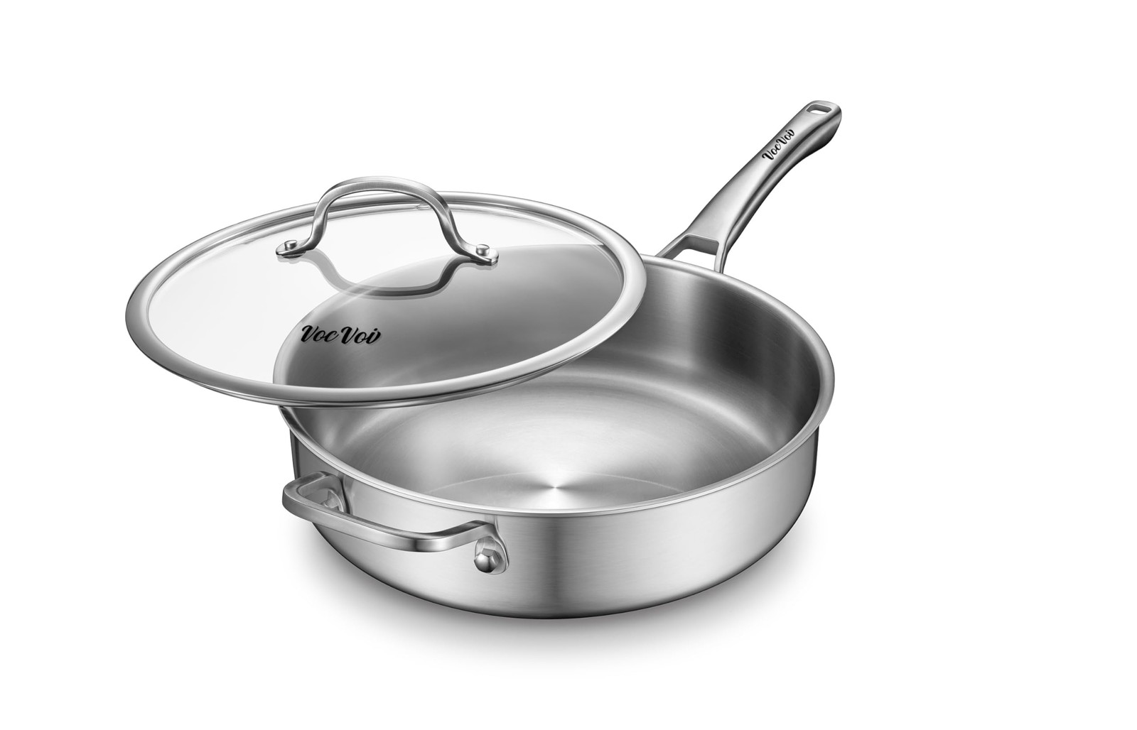 VocVoi 6-Quart Stainless Steel Saute Pan with Lid, 6QT,