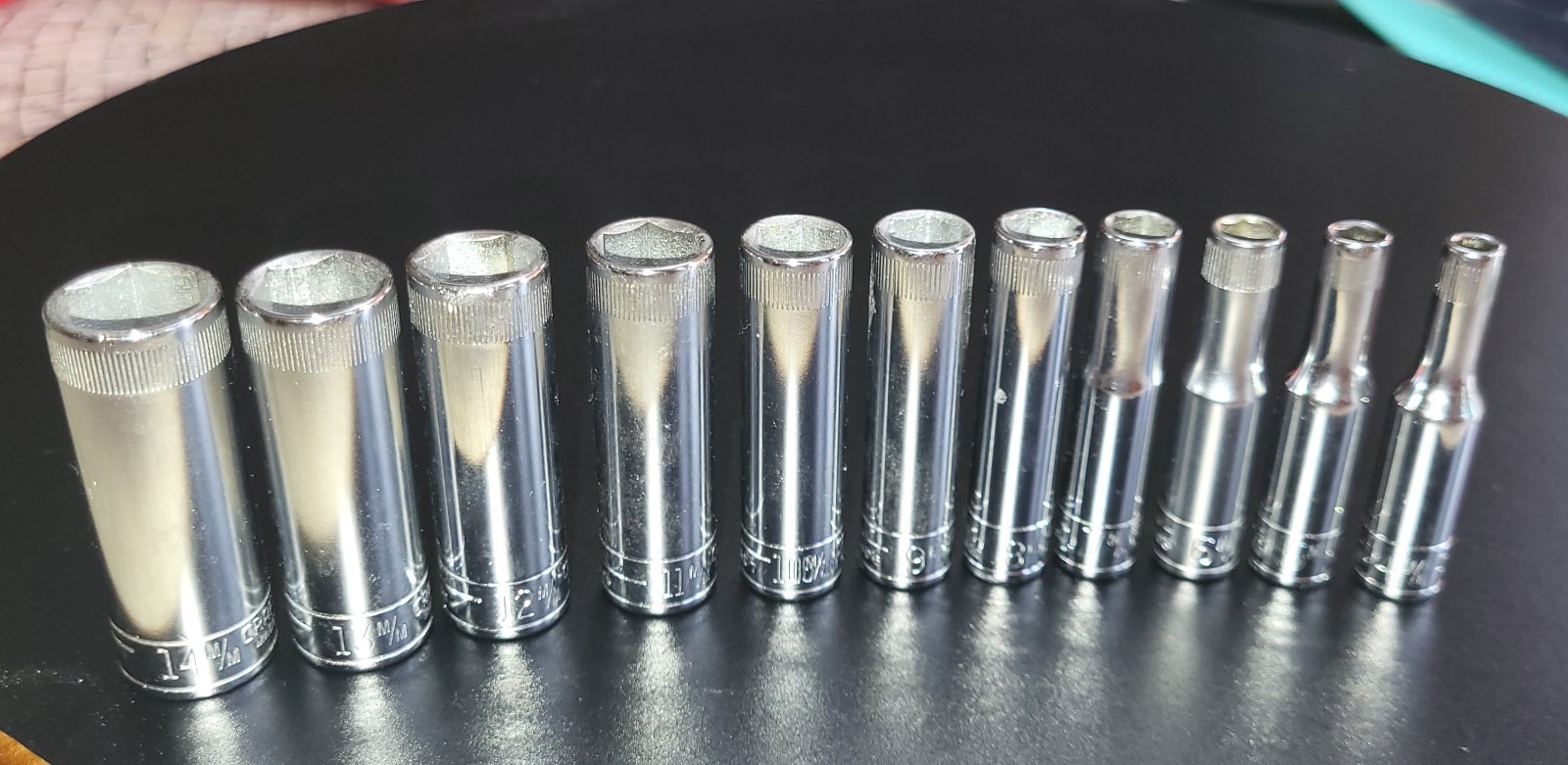 CRAFTSMAN METRIC 1/4″ Drive DEEP 6 Point Socket Set 11pcs 4-14mm -V- Series USA