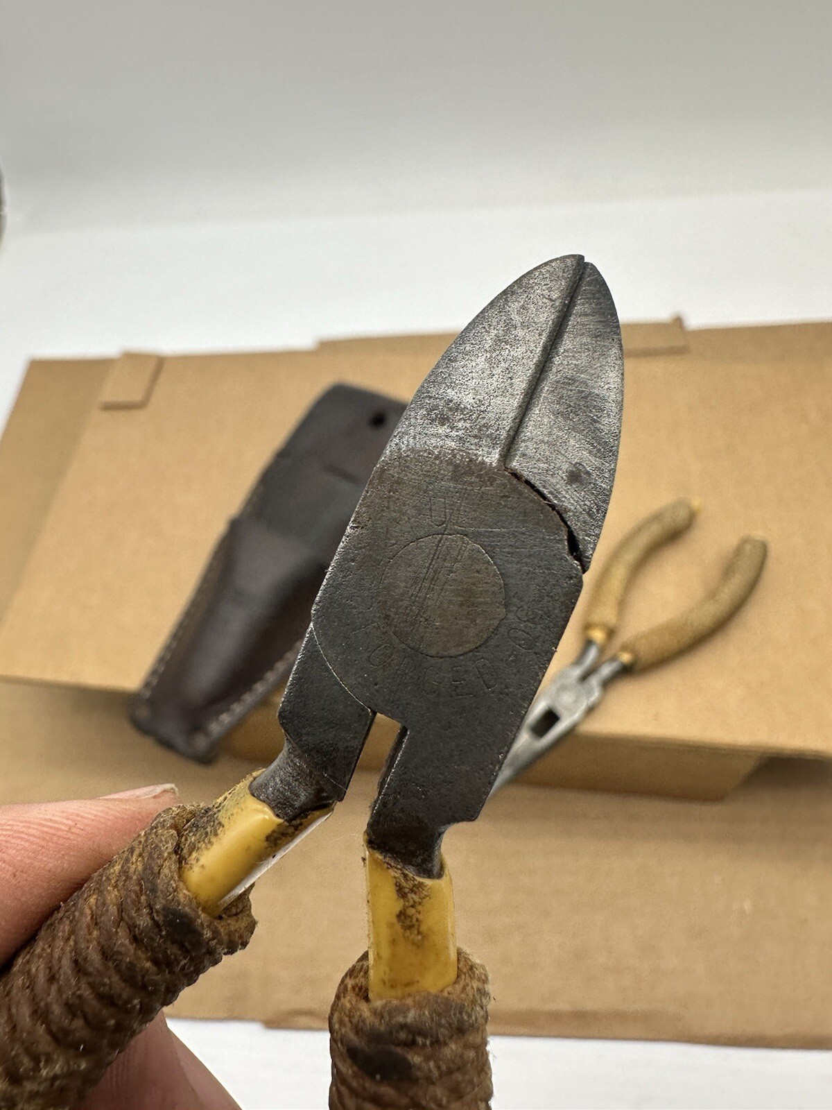Vtg Crescent Tool Crestoloy 654-6 Long Nose Side Cutting Pliers + Sheath Fishing