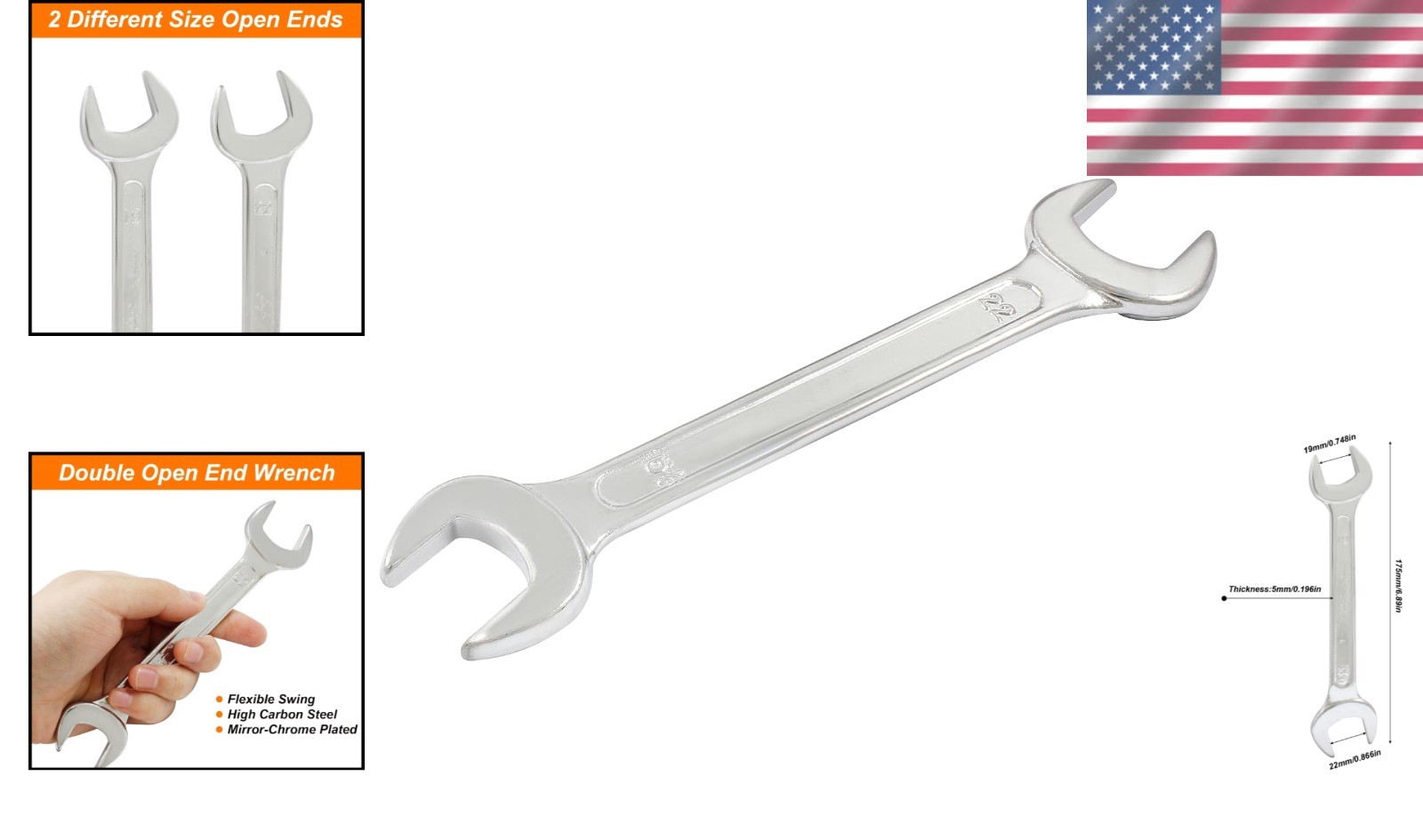 Durable 19mm x 22mm Double Open End Wrench – Your Ideal Maintenance Companion