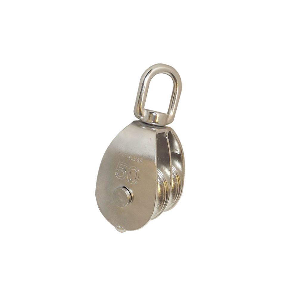 2” Marine Stainless Steel DOUBLE Pulley w/ Swivel Eye Hoist Lifting Boat 800Lb