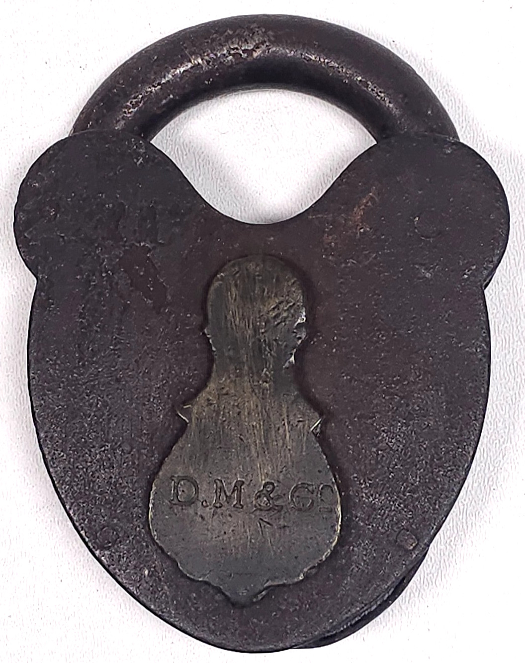 Vintage Iron D.M. & CO Davenport Mallory Padlock w Key 1800s Shackle ~WORKS