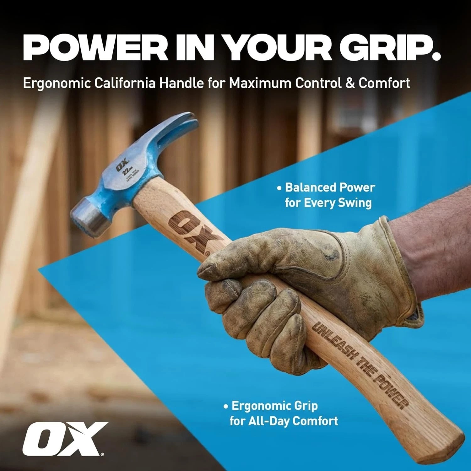 OX Tools Pro Series 22oz. California Framing Hammer, Straight Claw, Milled