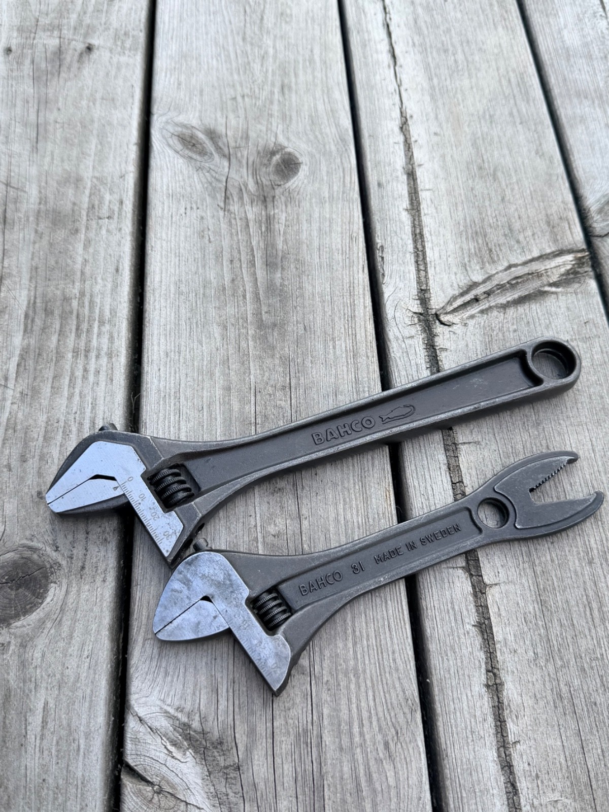 BAHCO Adjustable Wrench Lot 8072 10in & No.31 8in Made in Sweden 2pcs