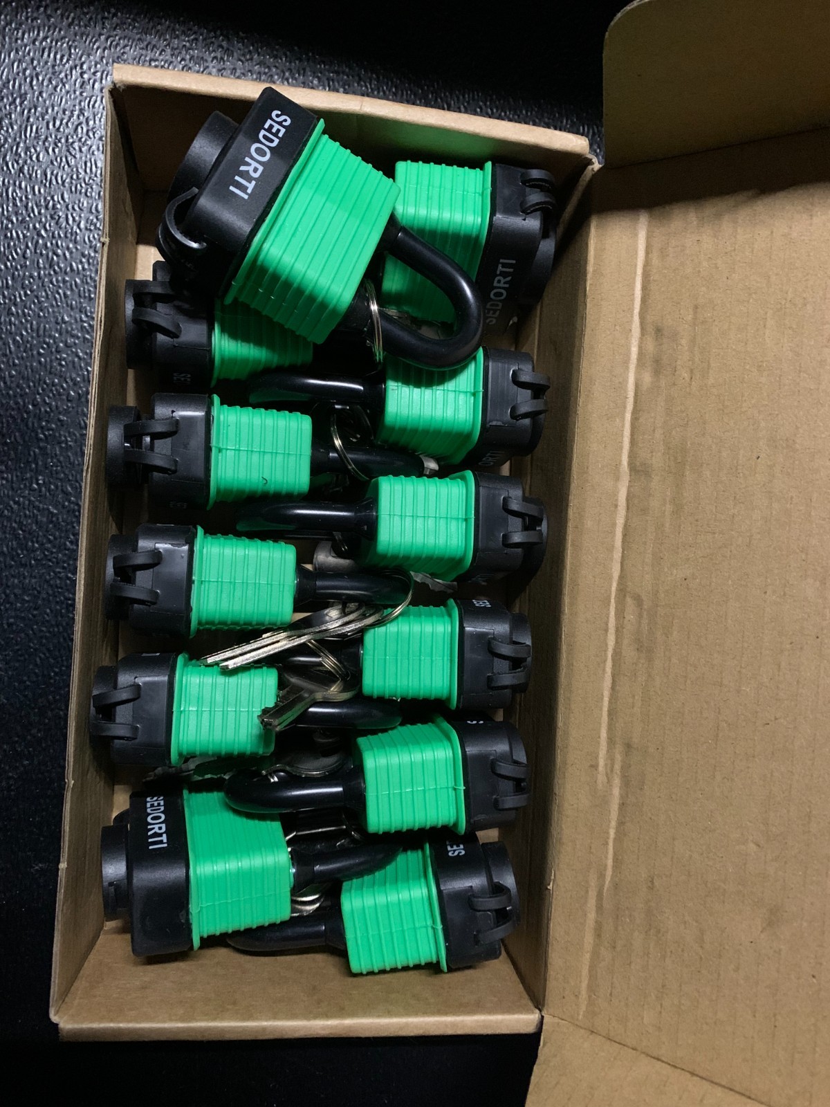 SEDORTI Green Waterproof Padlocks, Heavy Duty Steel, Keyed Alike, Pack of 12