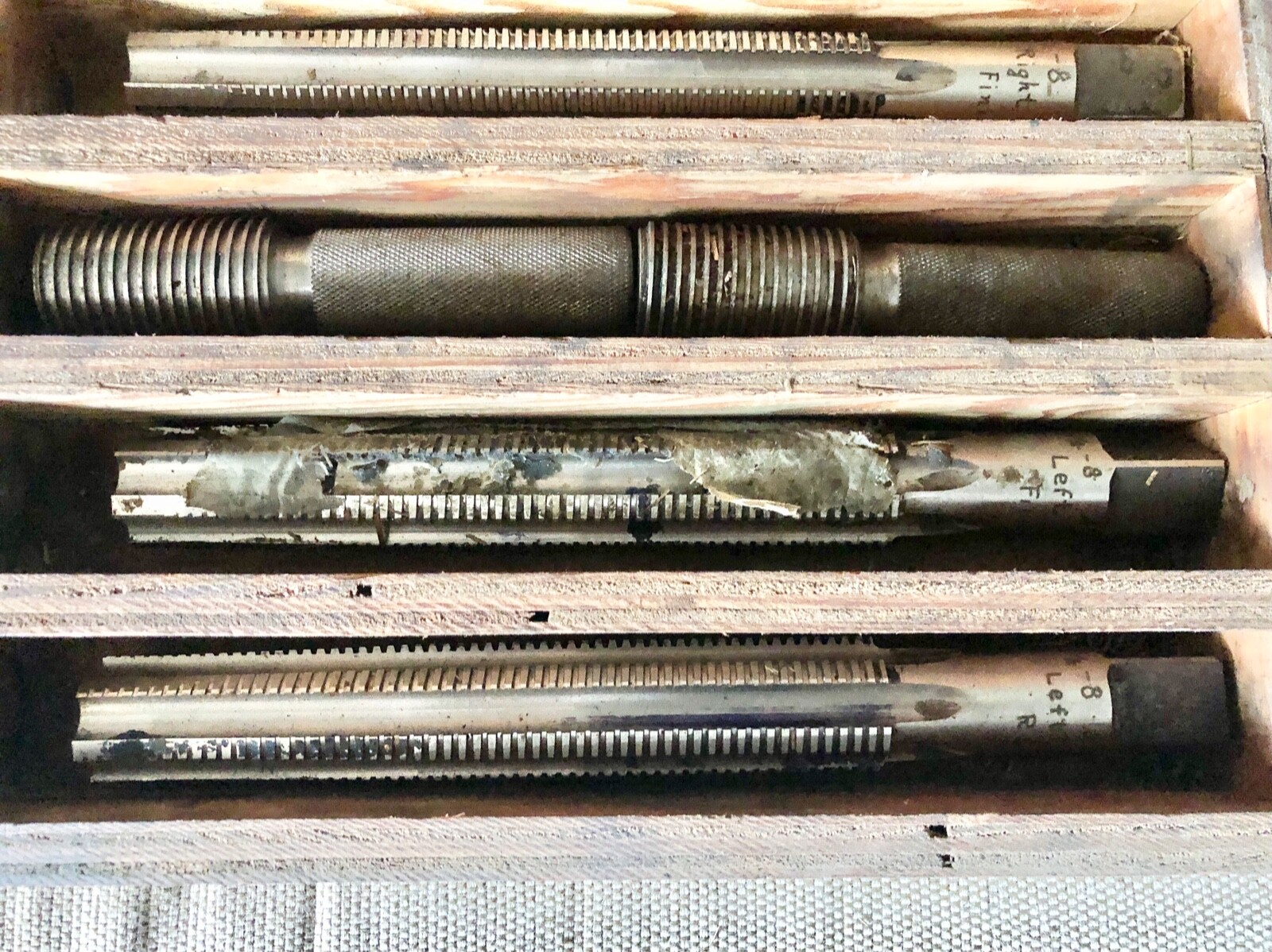 Vintage 1-1/4″-8 Tap Set and Go No Go – Left Hand, Right Hand, Rough, Fine