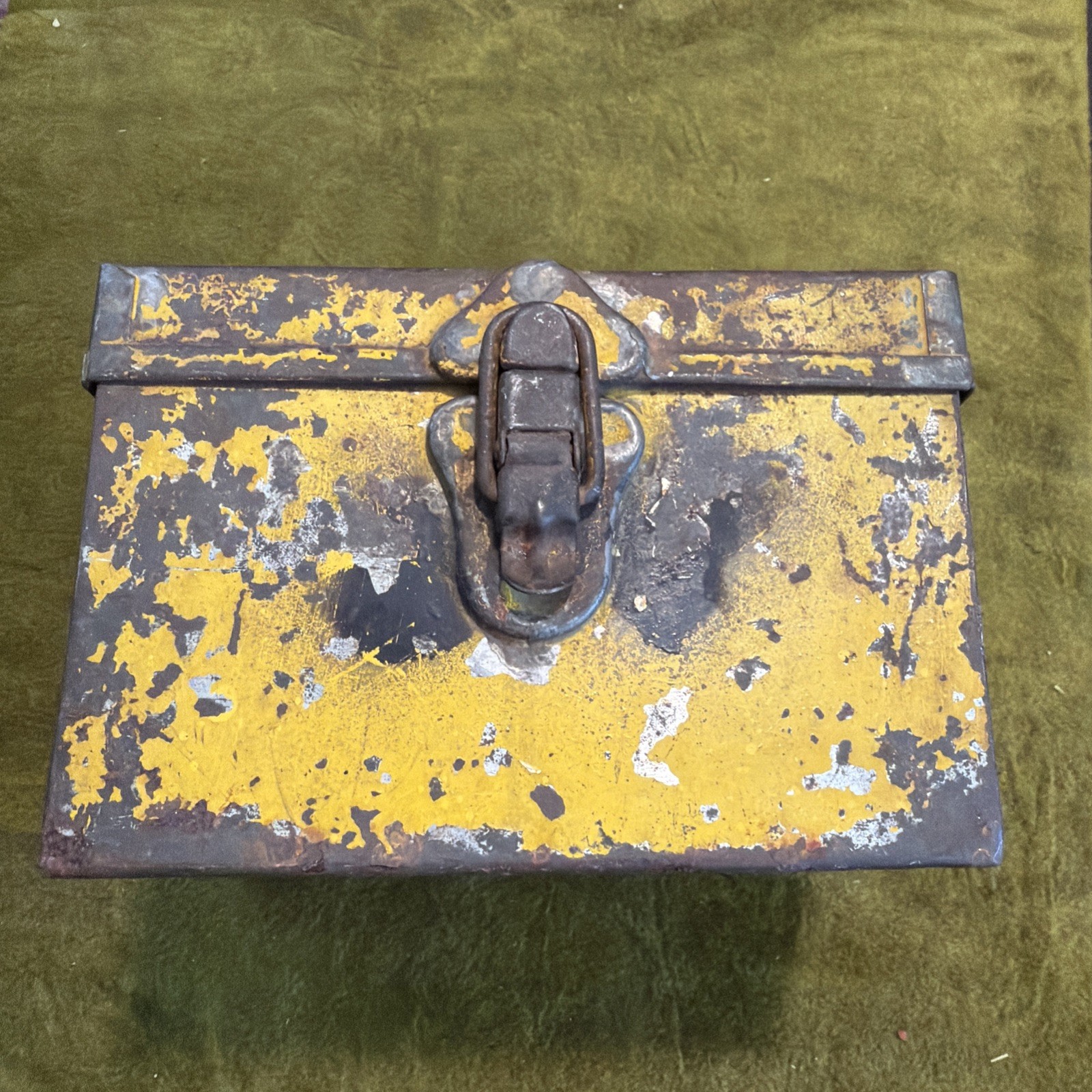 Vintage Metal Box with a Latch and a Police Decal
