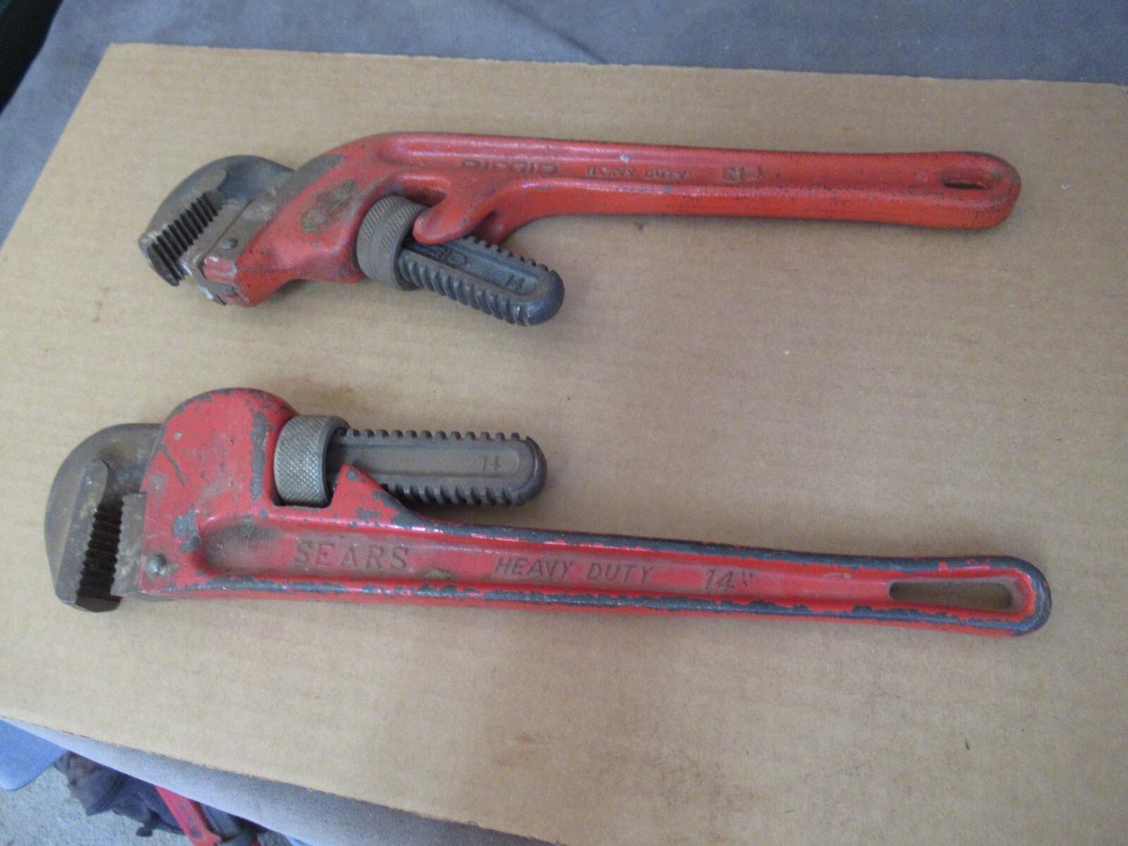 Ridgid E14 Offset & Sears 14″ Heavy Duty Pipe Wrenches cl