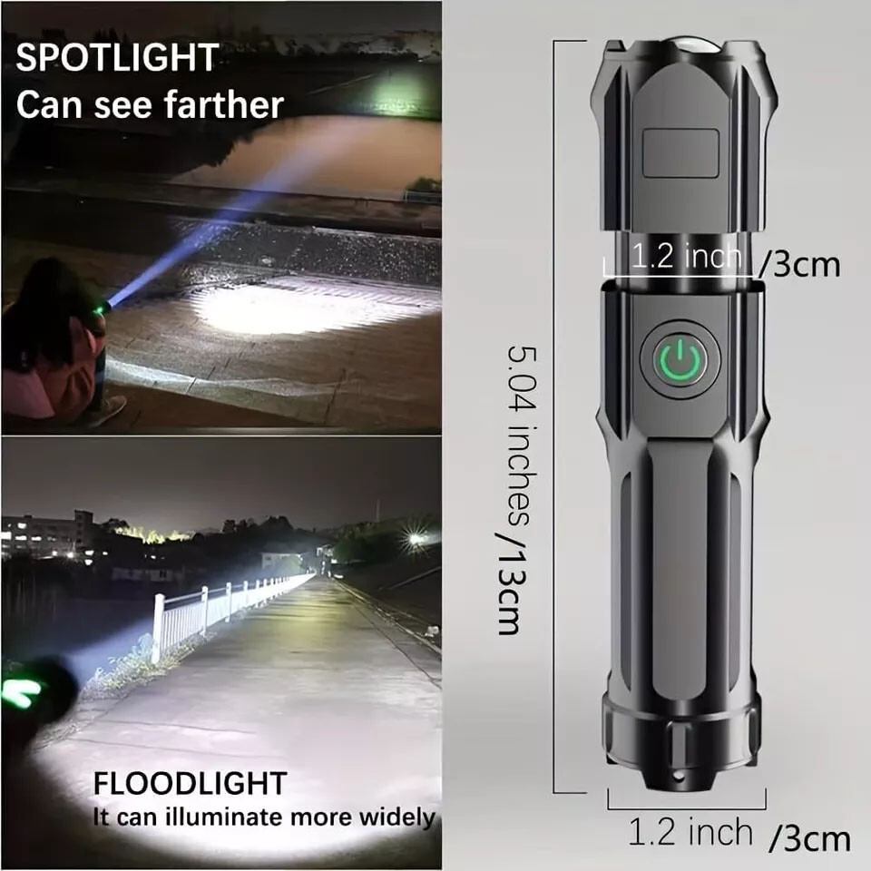Rechargeable LED Flashlights Tactical Police Super Bright Flashlight Zoomable