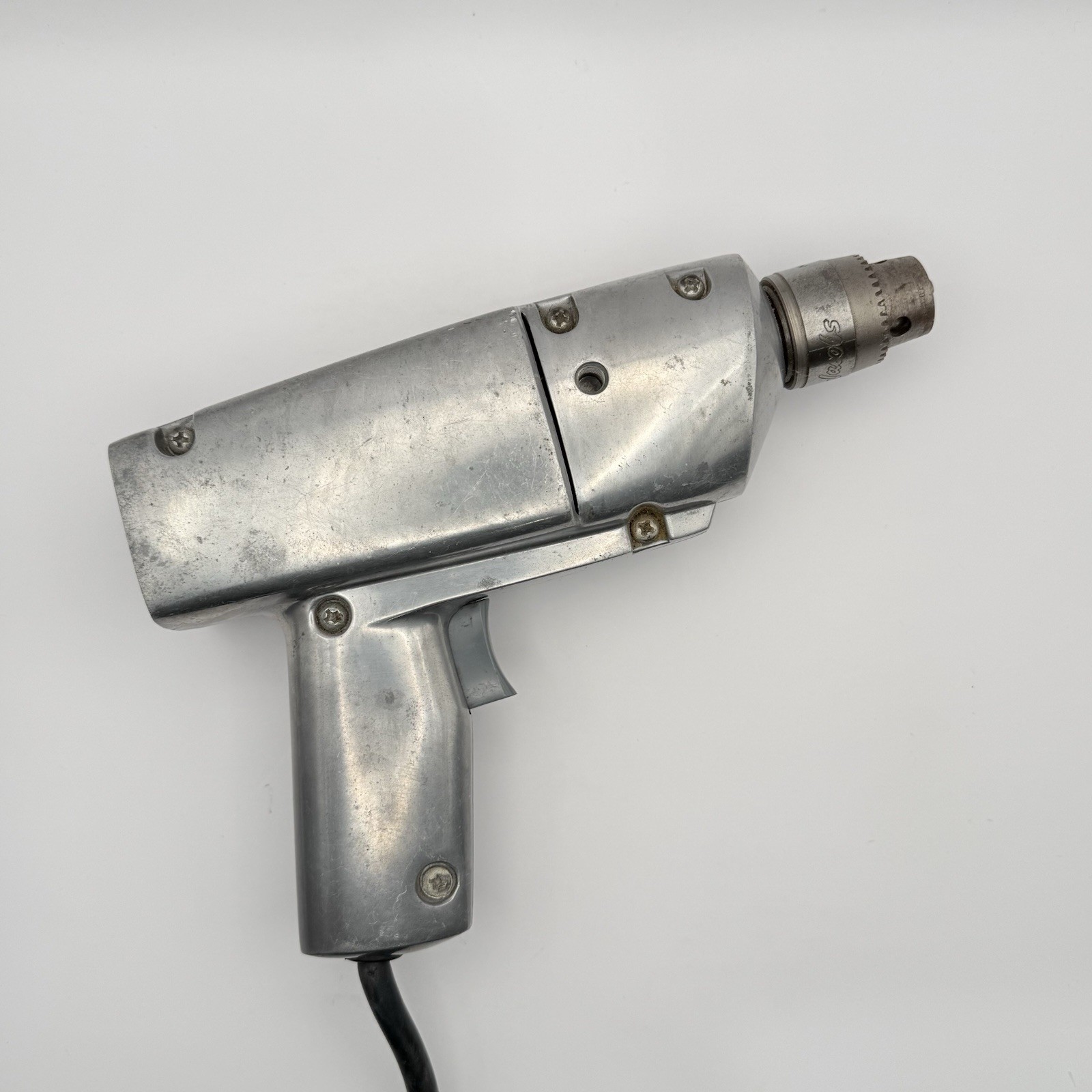 Montgomery Ward Powr Kraft 50s Vintage Electric Drill 3/8 W/ Chuck Key- Working