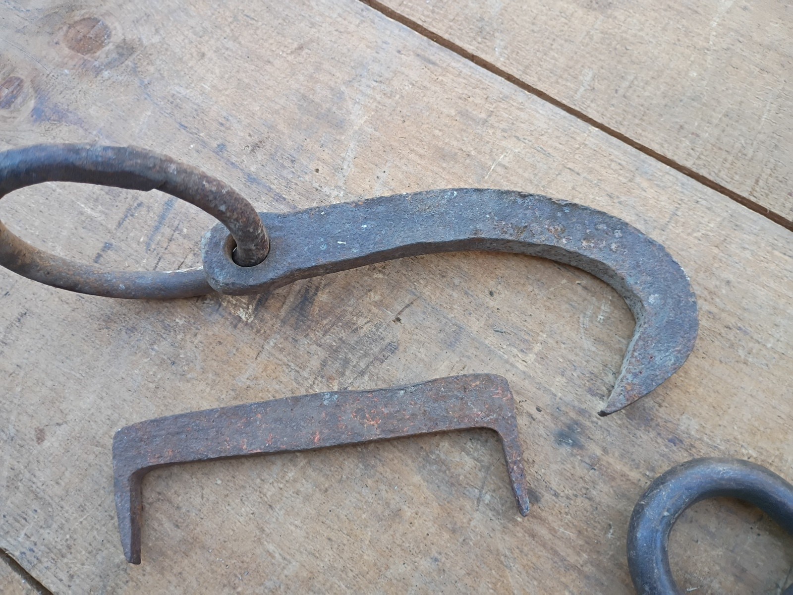 Lot Of Vintage Hand Forged Logging Hooks Log Dog Chain Logging Tools