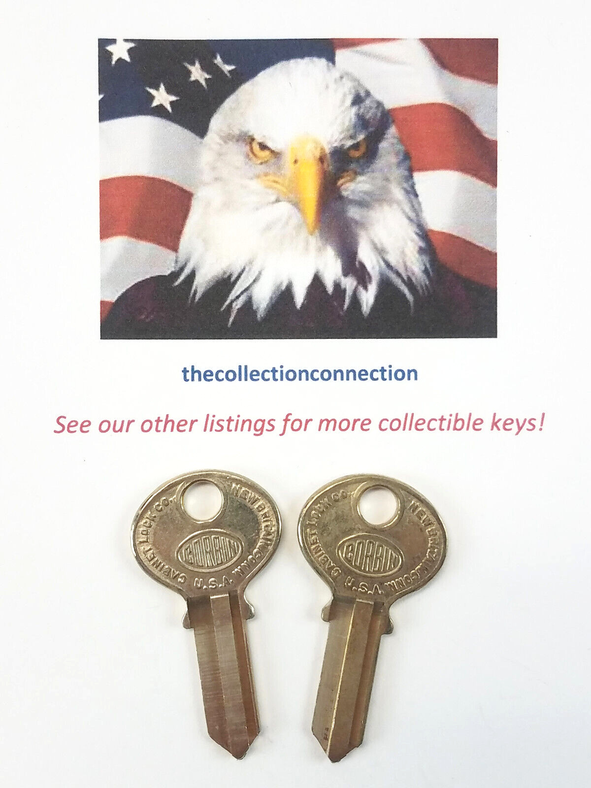 2 Vtg Original CORBIN 4193C-AR Key BLANK 1000DA Rare 4 Pin Size Cabinet Padlock
