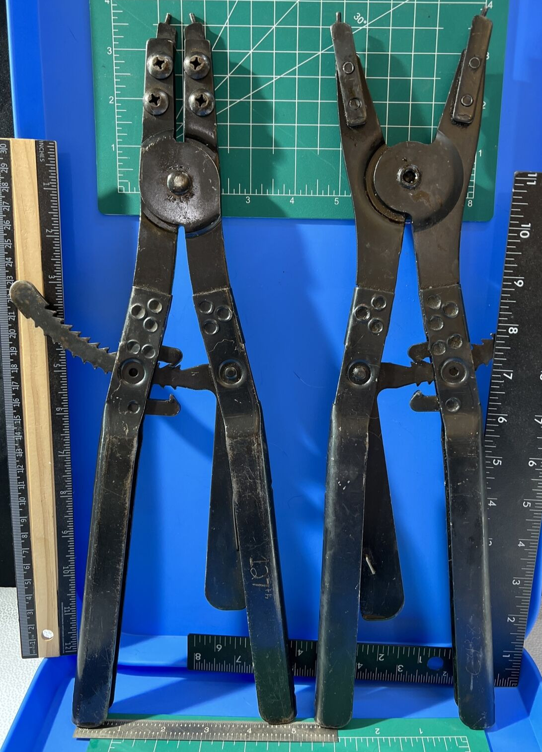 VINTAGE Ratchet Style RETAINING PLIERS SET OF 2 INTERNAL AND EXTERNAL USED USA