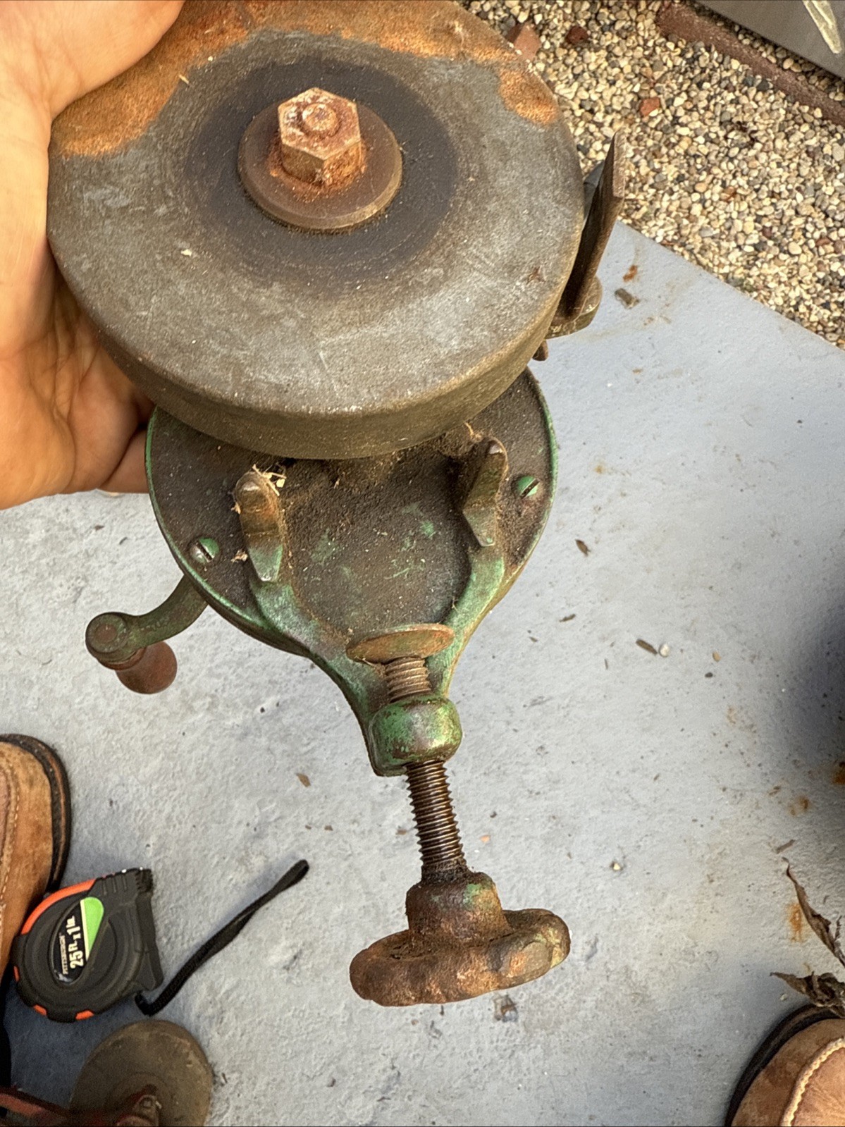 Antique Hand Crank Bench Grinder Sharpener Working Great