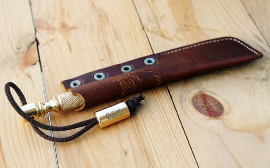 Marlin Spike Knurled Handle, Brass Collectible and Knot Tool for Hiking and Camp