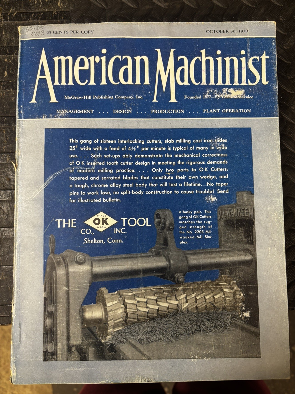 1930 American Machinist, New York. October 2,9,16,23,30 Lot of 5