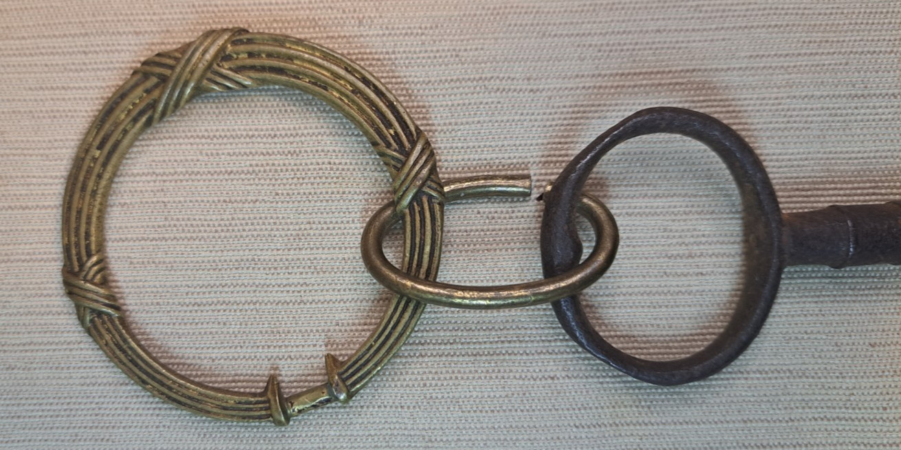 Antique Victorian Skeleton Key on Ornate Brass Ring – 3.25” Warded Door Key