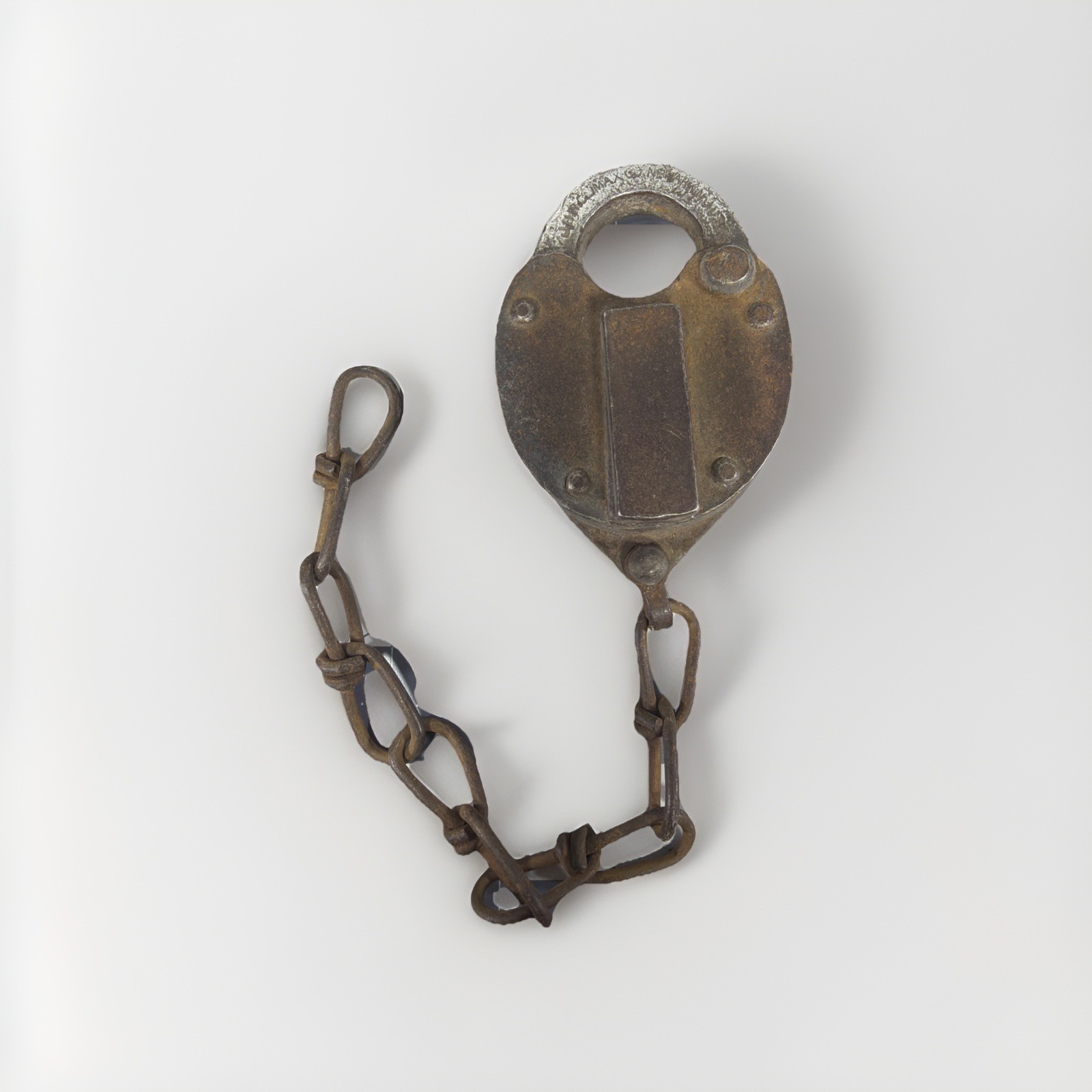 Vintage Brass JHW Climax Newark NJ Padlock Lock No Key W/chain