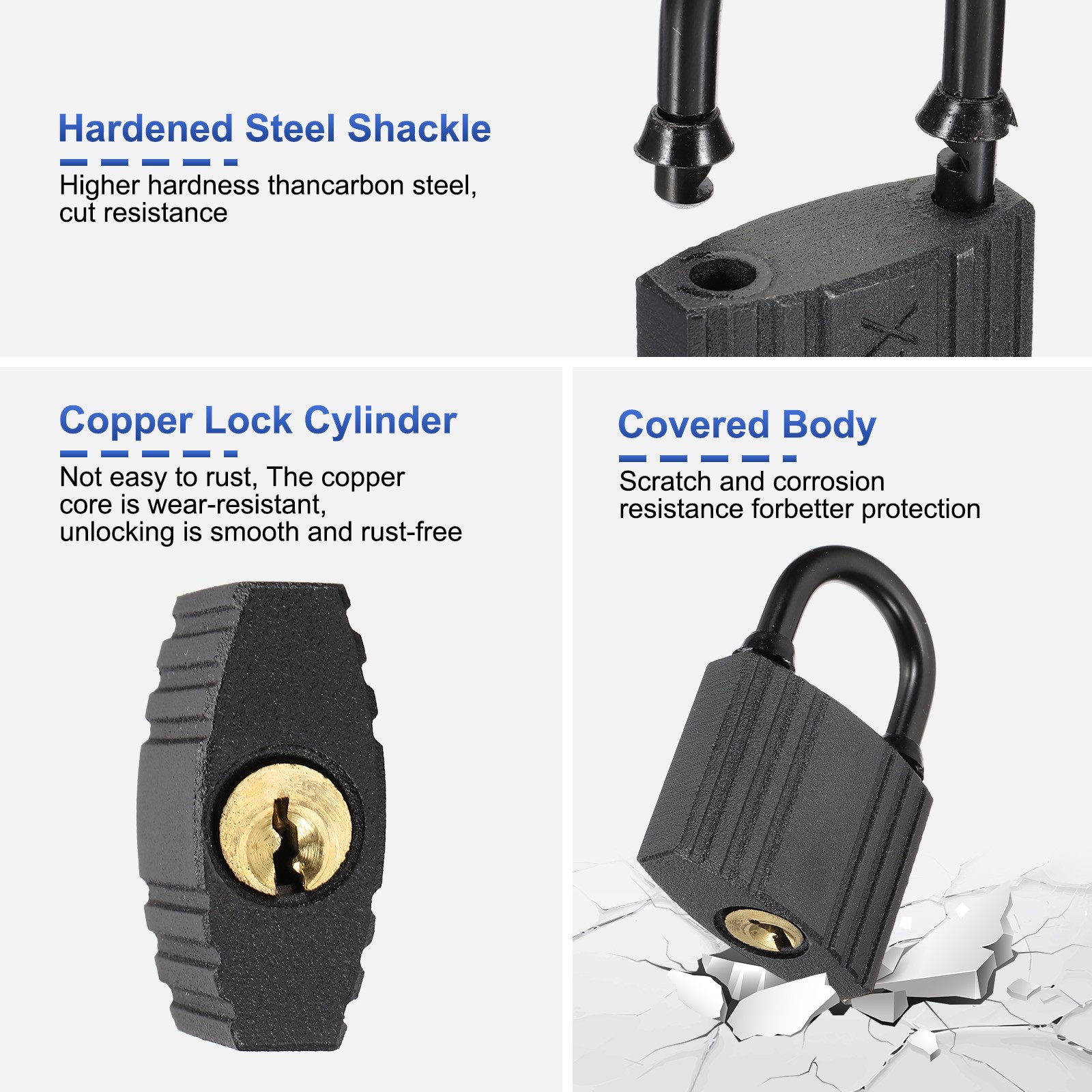 2Set Waterproof Padlocks 32mm / 1.26 Inch Alloy Steel Short Beam Locks Black
