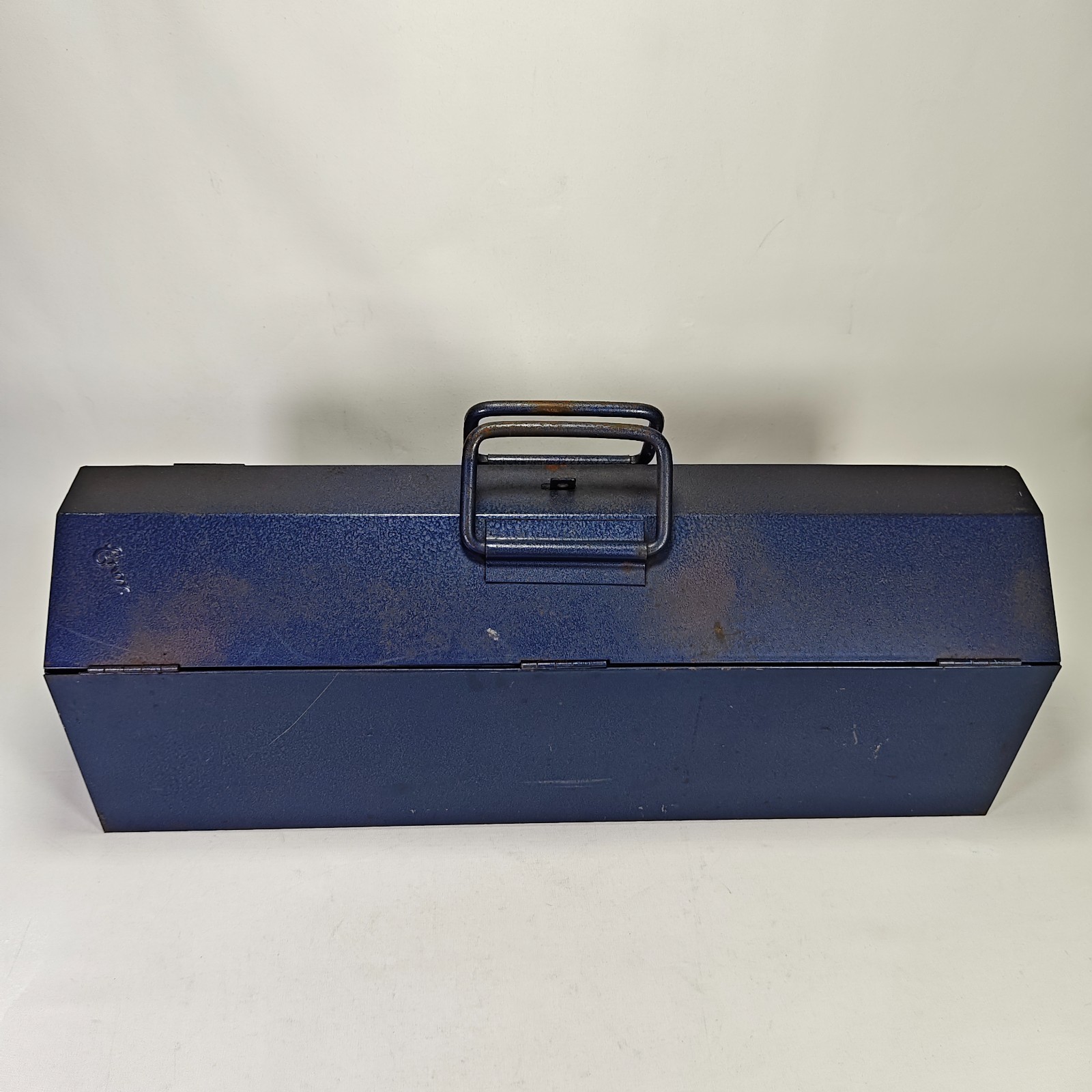 Vintage Rabone Chesterman Enox Metal Tool Box Blue Hammerite Made In England 24″
