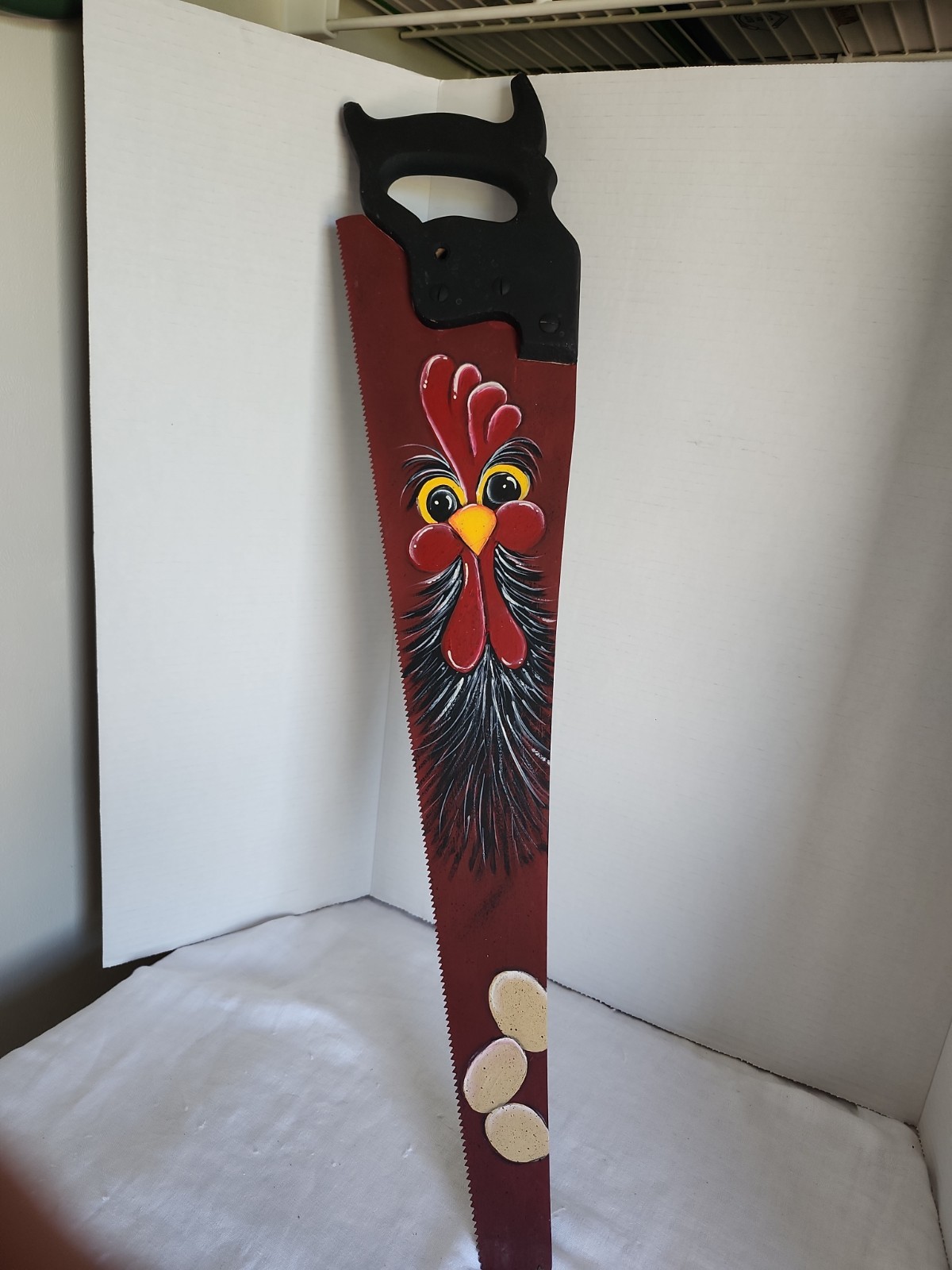 Hand Painted 29″ L. Hand Saw ” ROOSTER DESIGN!!!”WALL DECOR;FARMHOUSE STYLE