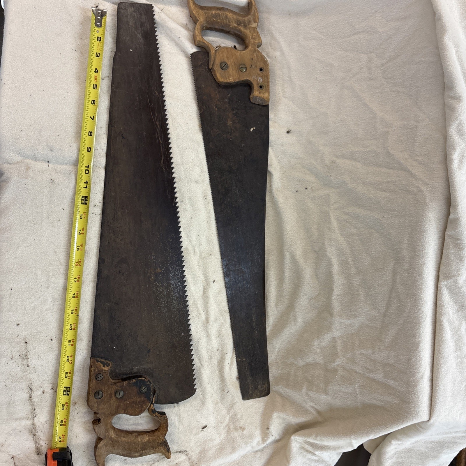Set Of 2 Vintage Disston USA 26″ D-23 Cross Cut Hand Saws
