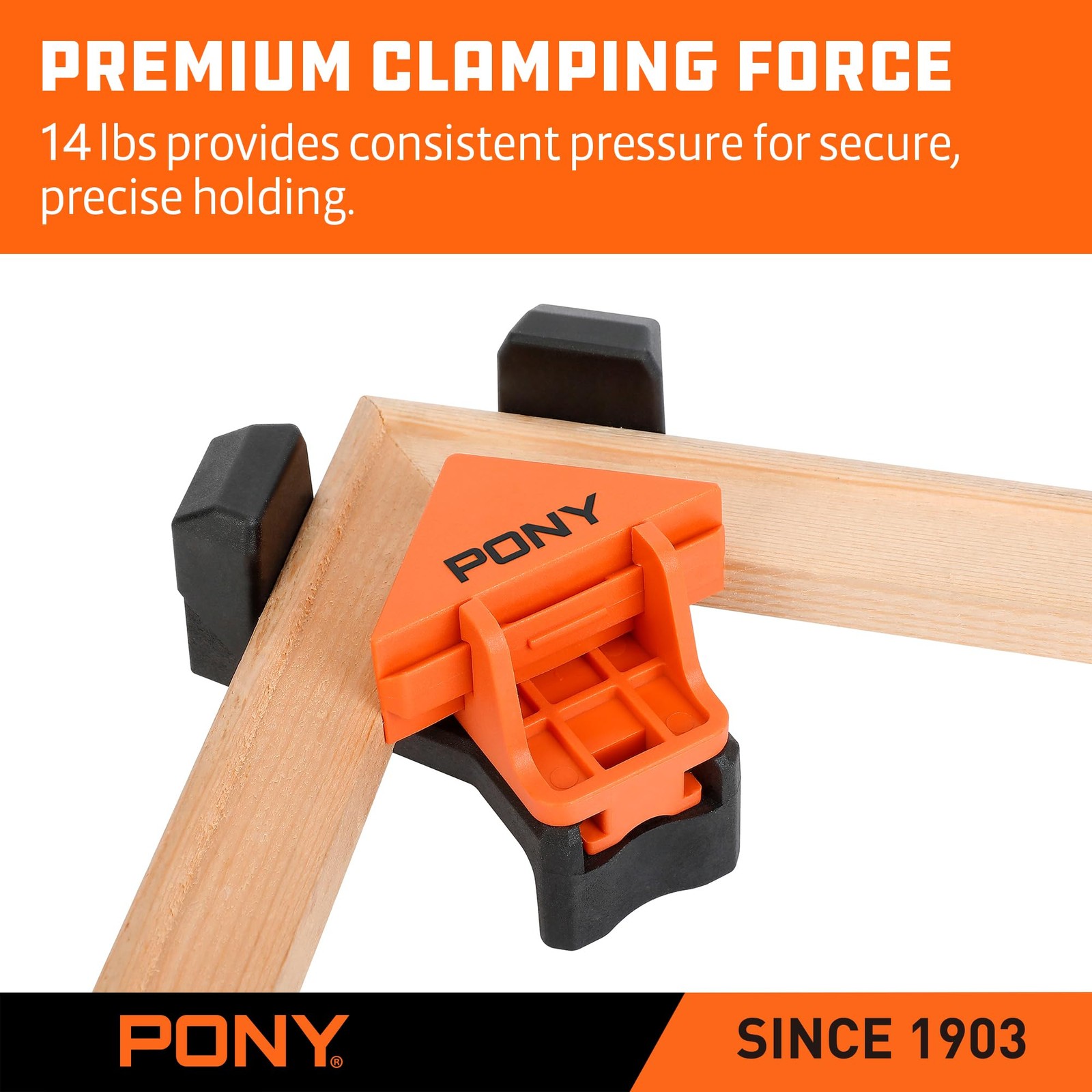 PONY 4-Pack Corner Clamp for Woodworking, 90 Degree Right Angle Clamp, Orange
