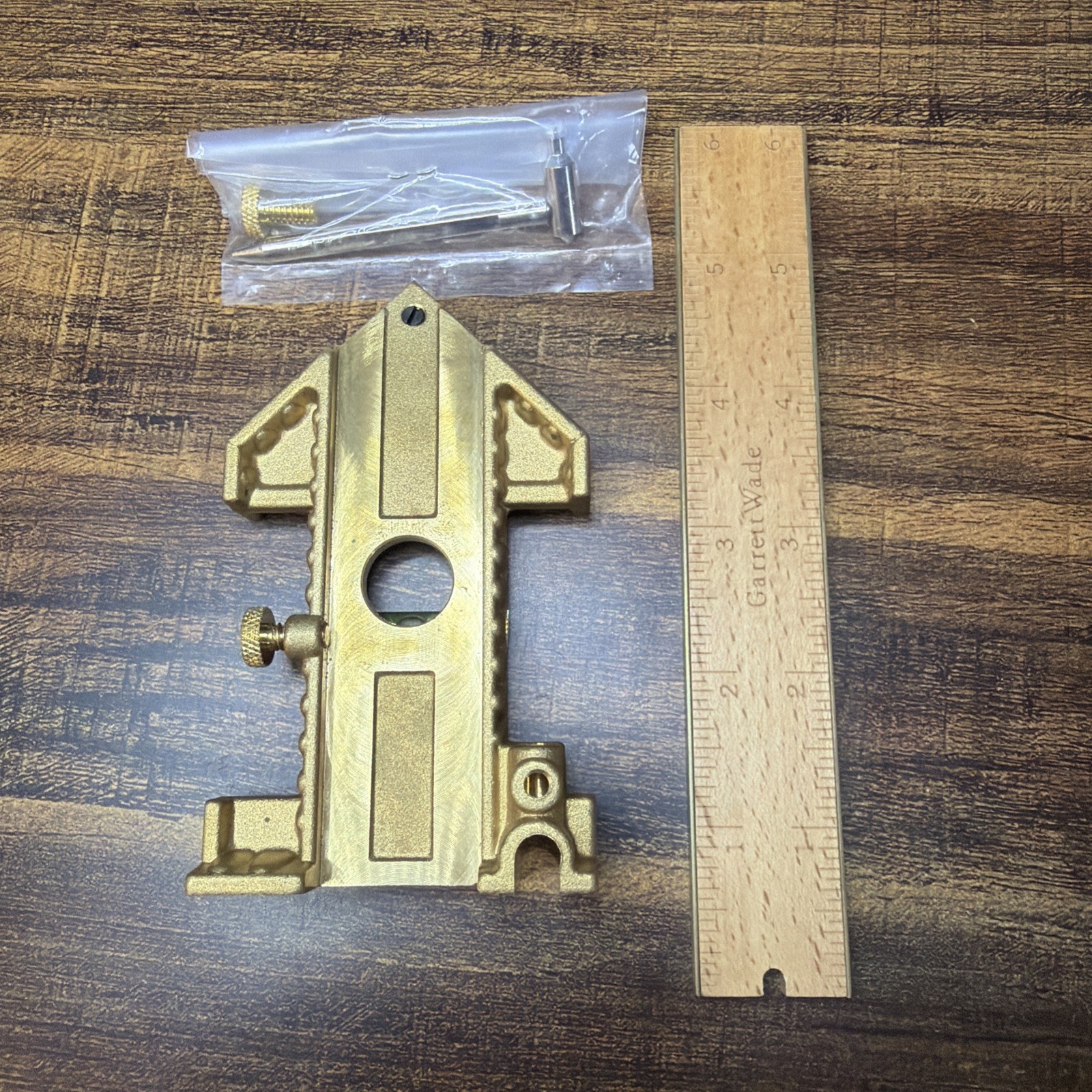 Vi ntage Garrett Wade Odd-Job Tool with 6″ rule, bubble level, and Scribe, Cool!