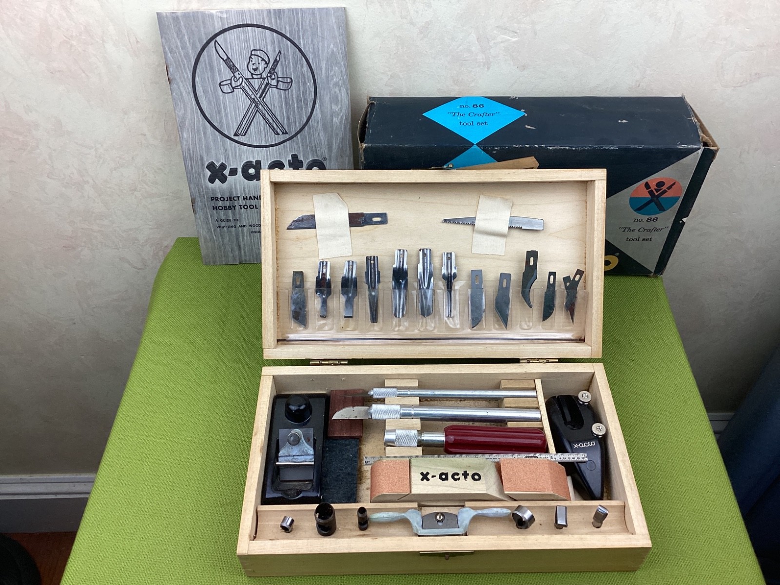 1971 X-Acto No. 86 The Crafter Hobby Tool Chest Wooden Original Box Extra Tools