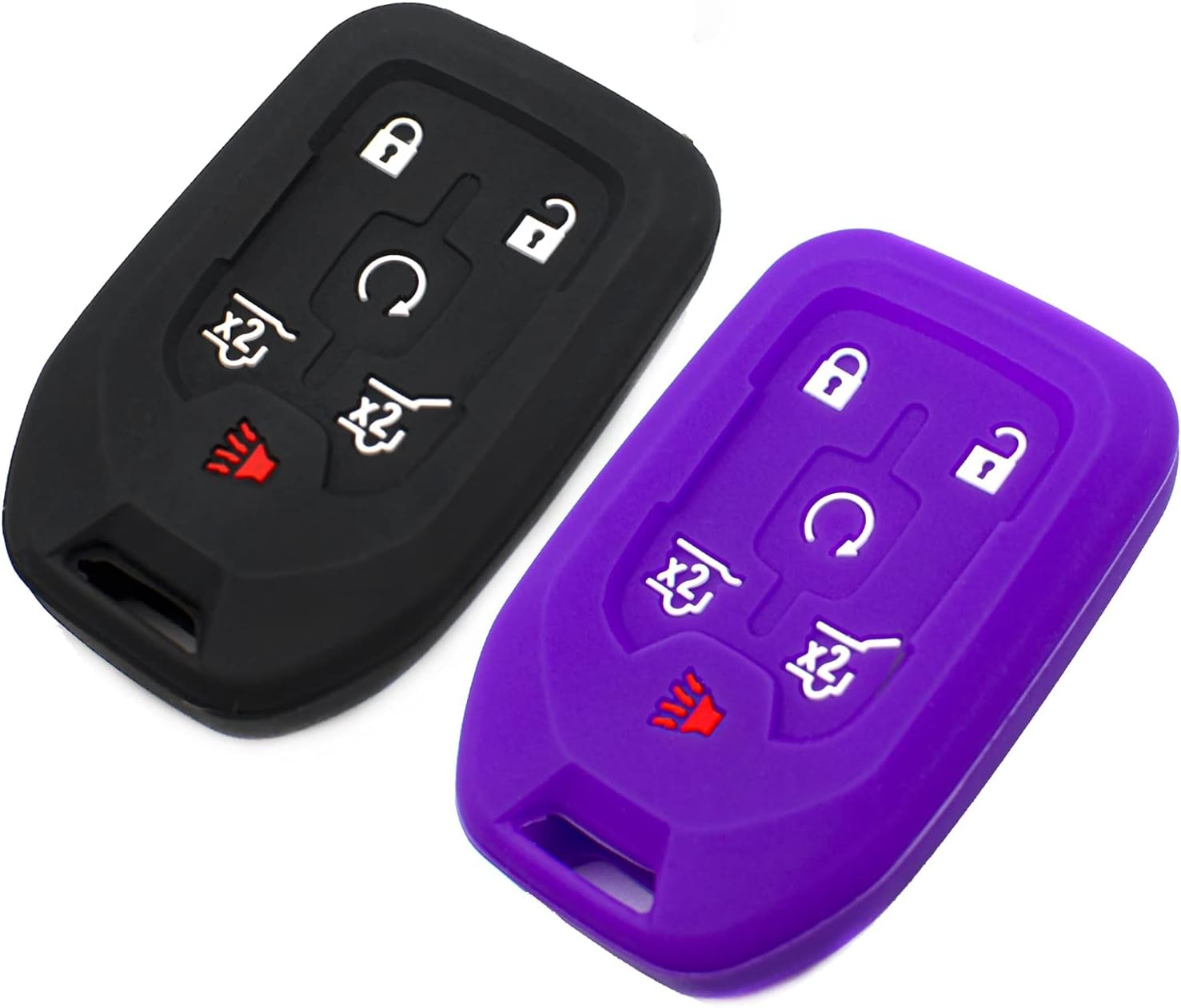 Silicone Key Fob Cover Fit for Chevy Chevrolet Tahoe Suburban Black Purple