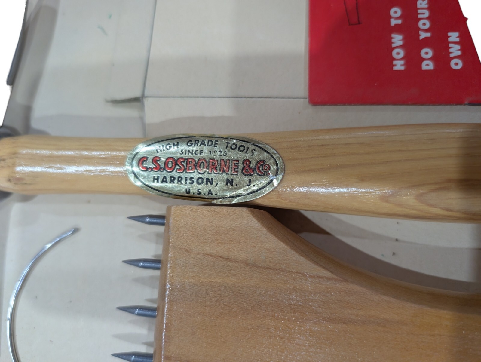 Vintage C.S. Osborne Home Upholstery Repair Kit w/Box Tack Hammer Tools