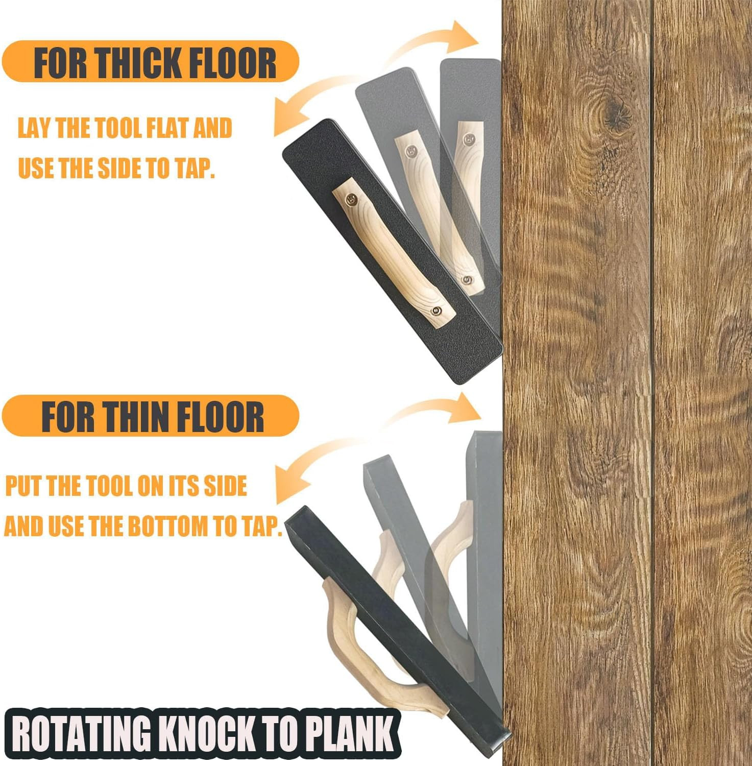 Heavy Big Tapping Block, Mallet-Free, Flooring Tools, 2.7Lbs &15-1/2In, Just Tap