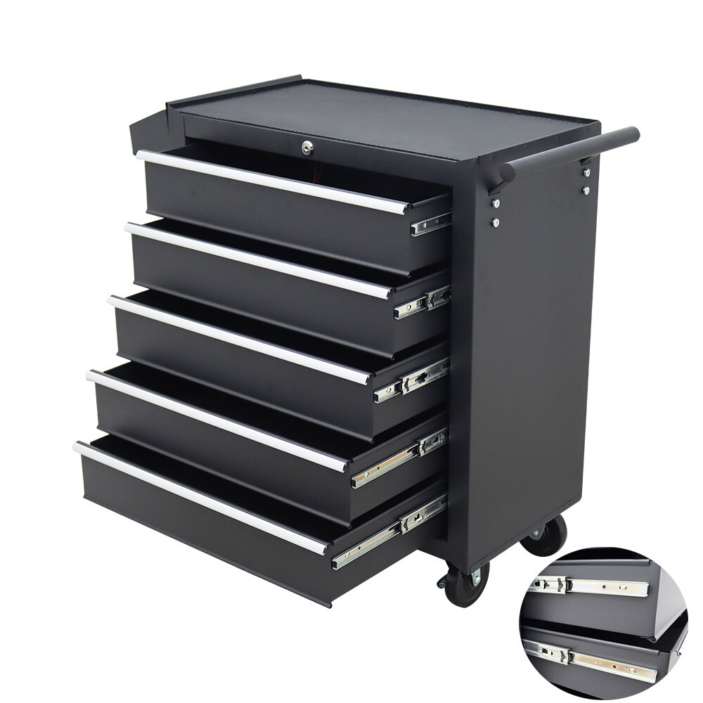 5 Layers Movable Tool Car with Lock Box Cart Auto Repairing Tools Storage