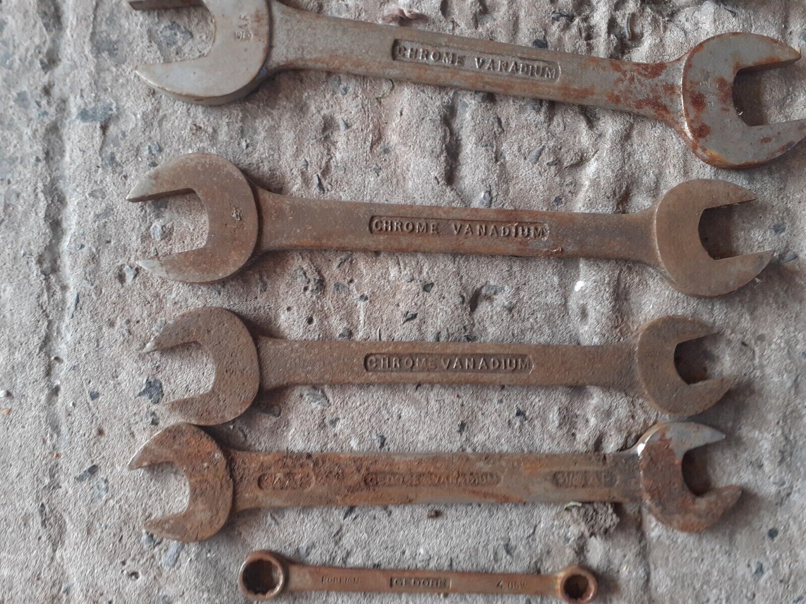 10 Vintage Gordon Tools 2J Imperial Spanners 11/16”to 1/8″ 6 3/4 7/16 19/32 Old