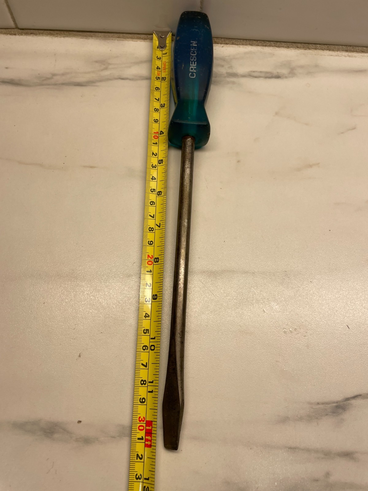 Vtg CRESCENT Blue Acetate Handle Flat Bit 12″ Screwdriver USA K-13C extra large