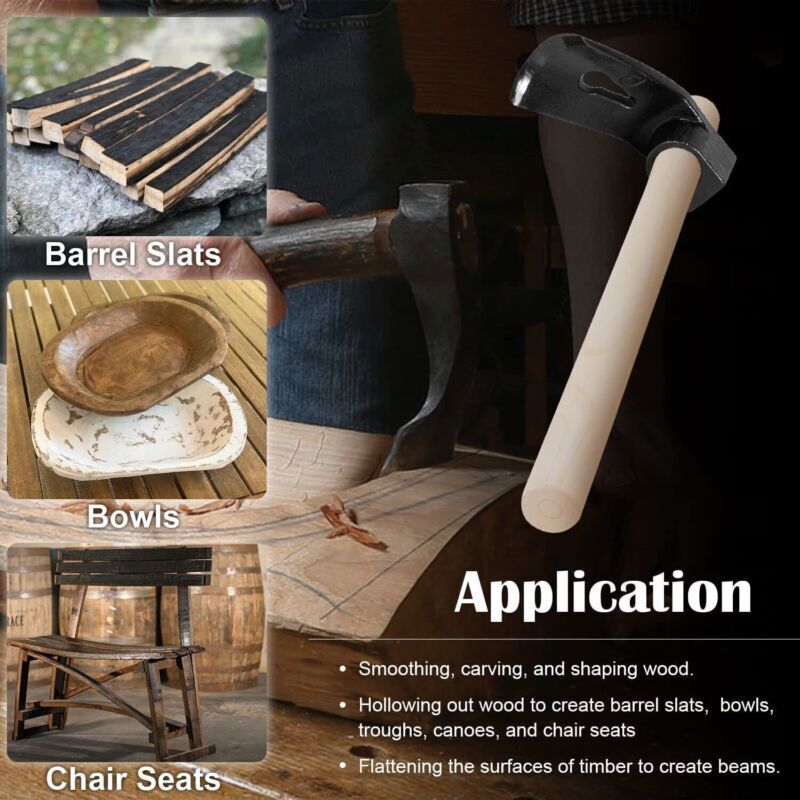 Curved Bowl Adze Woodworking Tool Set Straight Big Small Log Carving Hand Hewing