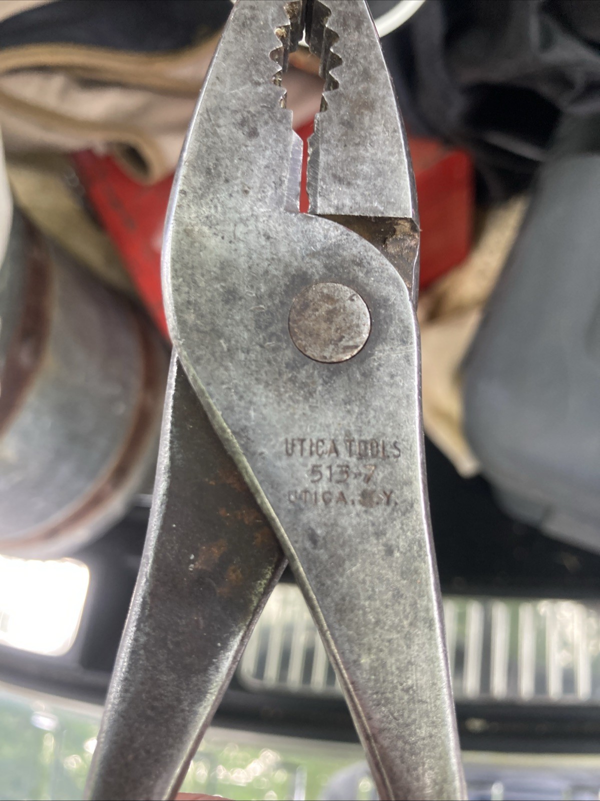 Vintage 7″ UTICA Slip Joint Side Cutting Pliers / Ornate Handle 513-7 USA