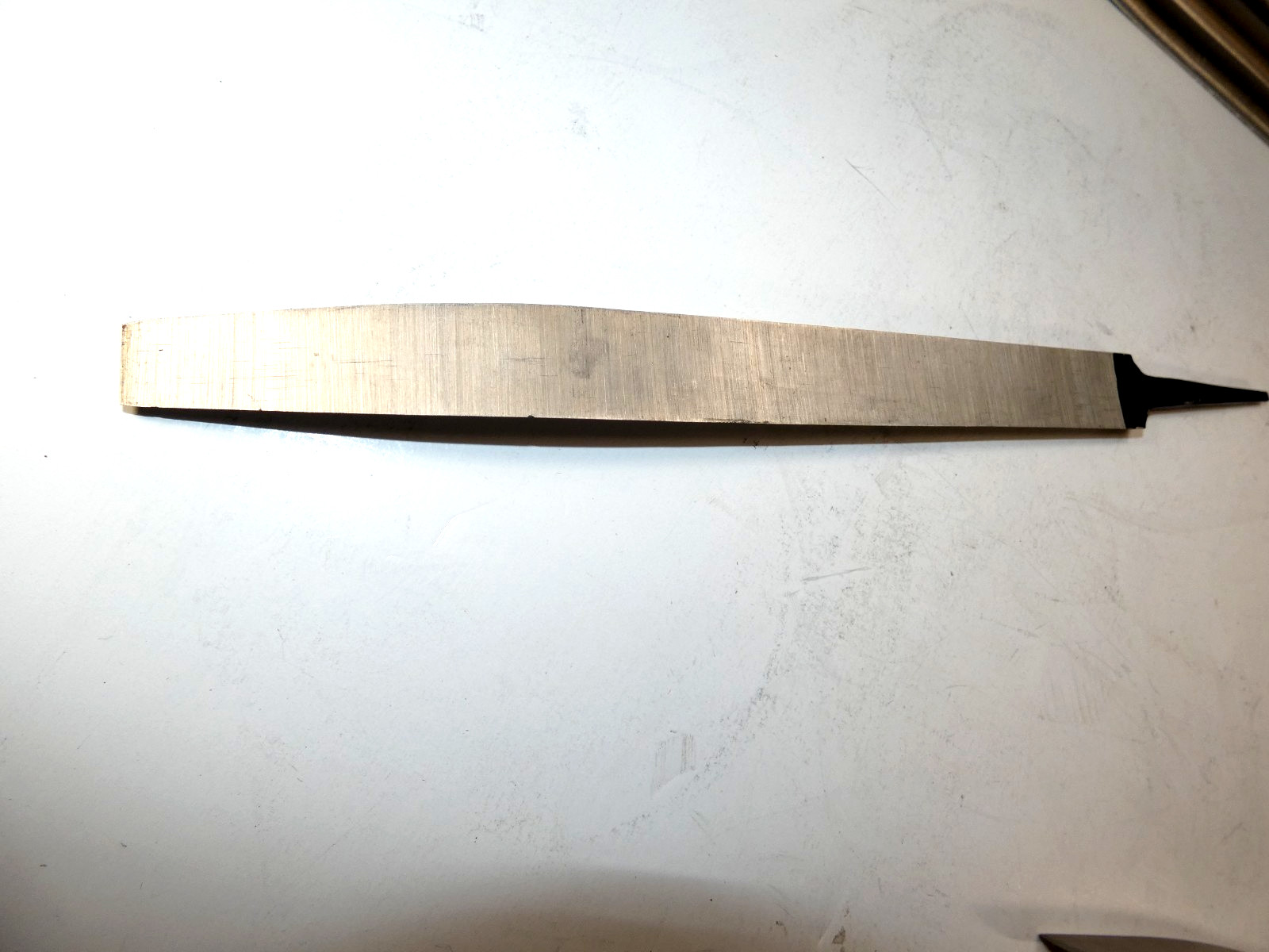 Set of six Mound Tool Steel scrapers; wood, sculpture