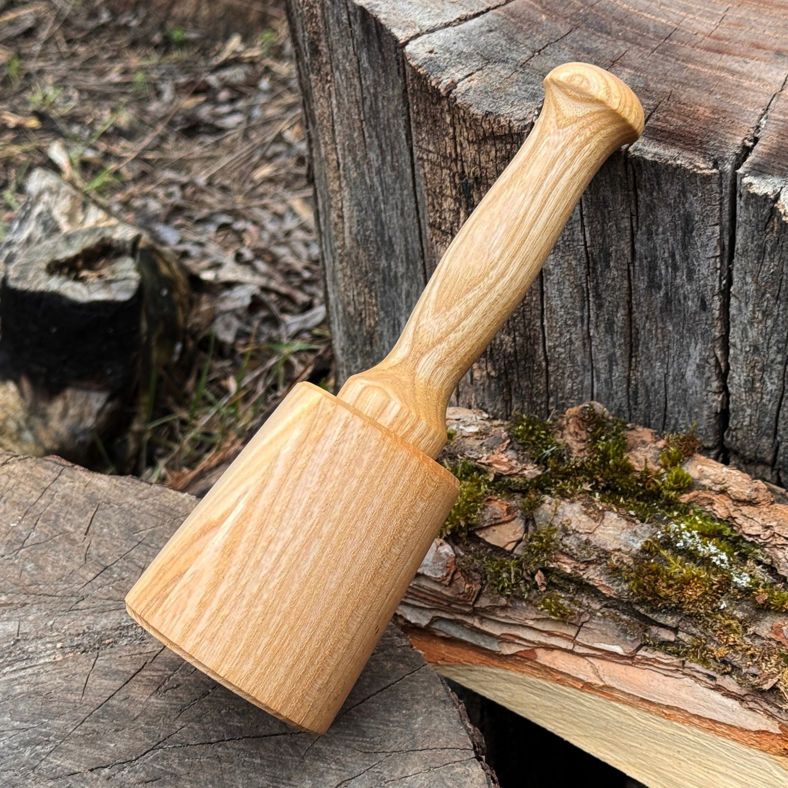 Wooden Mallet 8.27in Ash Wood Hammer for Chisels Carving Woodworking 2.95in Head