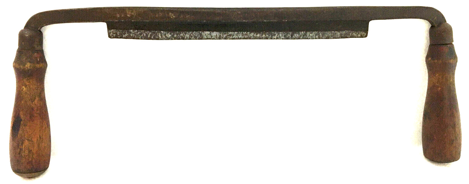 Draw Knife 16″ Long With 9″ Blade Sharp Wood Hand Grips Unmarked VIntage