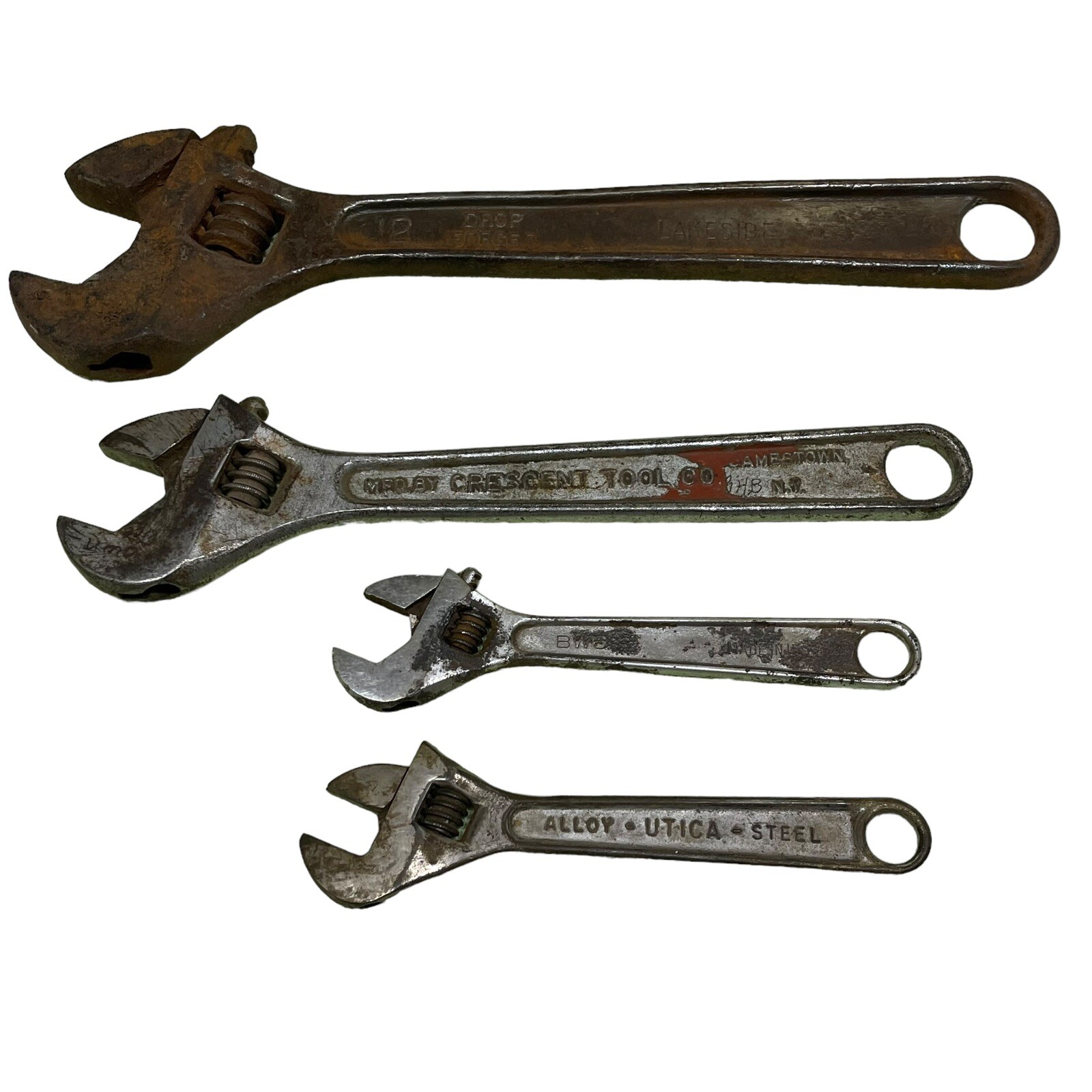 4 Adjustable WRENCH 6″ 10” 12″ Crescent Tool Lakeside Bonney Utica FORGED LOT