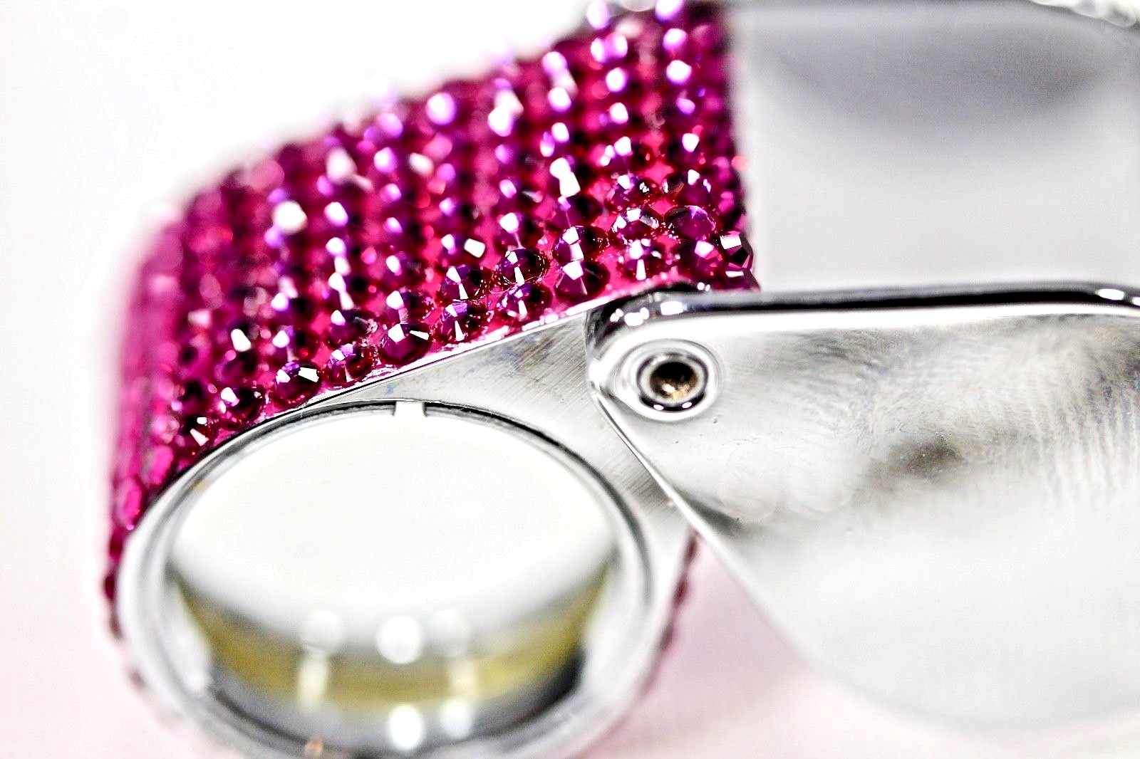 DIAMOND LOUPE w/genuine Fuchsia Swarovski Crystals Luxury Jewelry Necklace