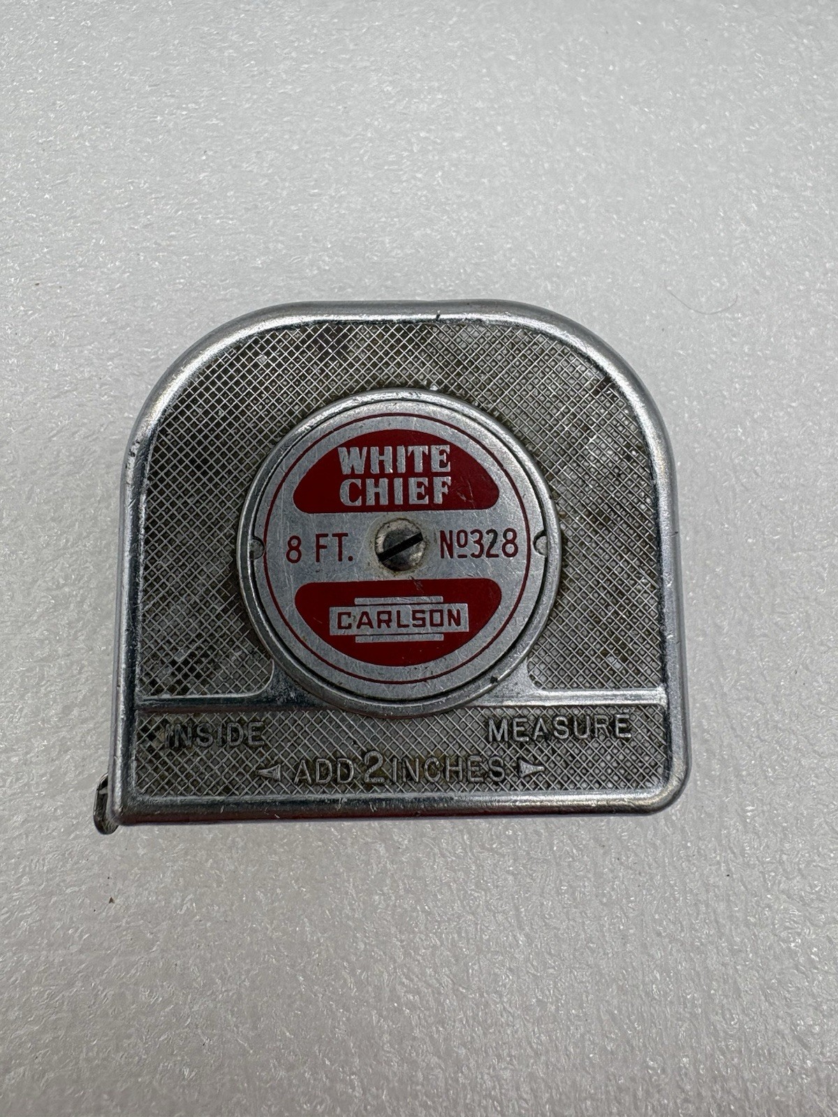 Vintage 1950s Carlson & Sullivan White Chief 8′ No.328 White Blade Tape Measure